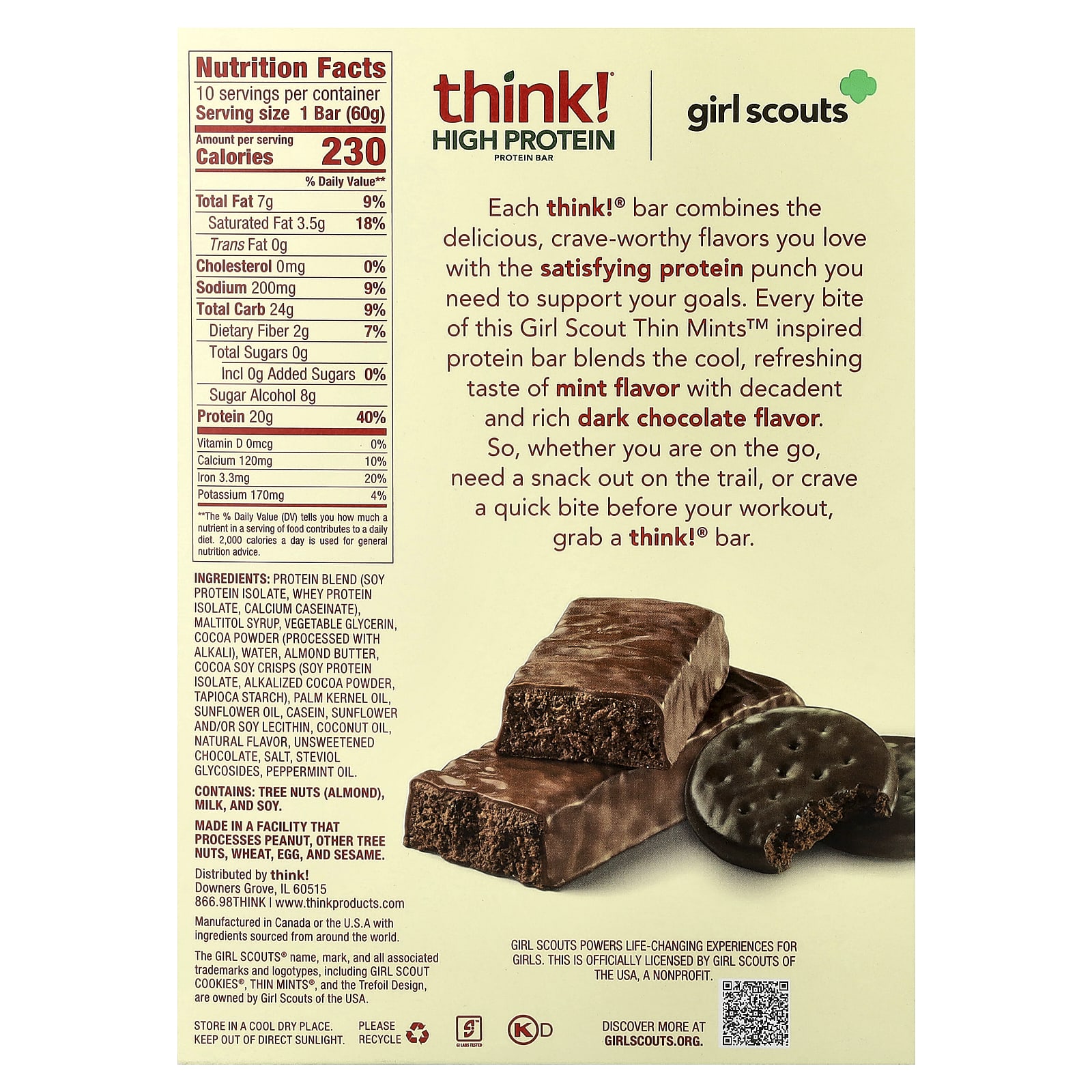 Think ! High Protein Bars – Girl Scouts Thin Mints – 60 g — photo 2 sur 2