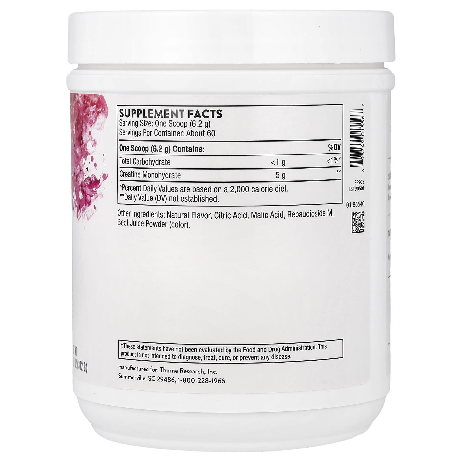 Thorne Creatine – Strawberry – 372 g — photo 2 sur 2