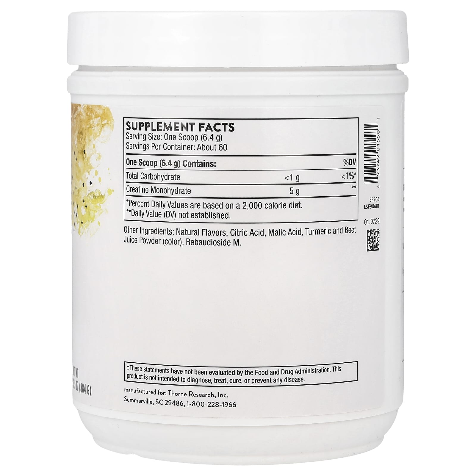 Thorne Creatine – Pineapple Orange – 384 g — photo 2 sur 2