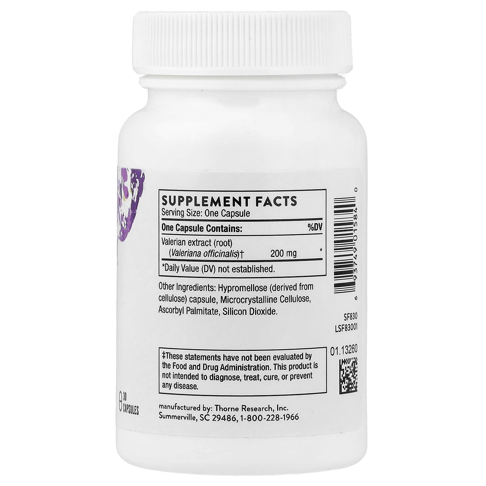 Thorne Valerian Root – 30 gélules — photo 2 sur 2