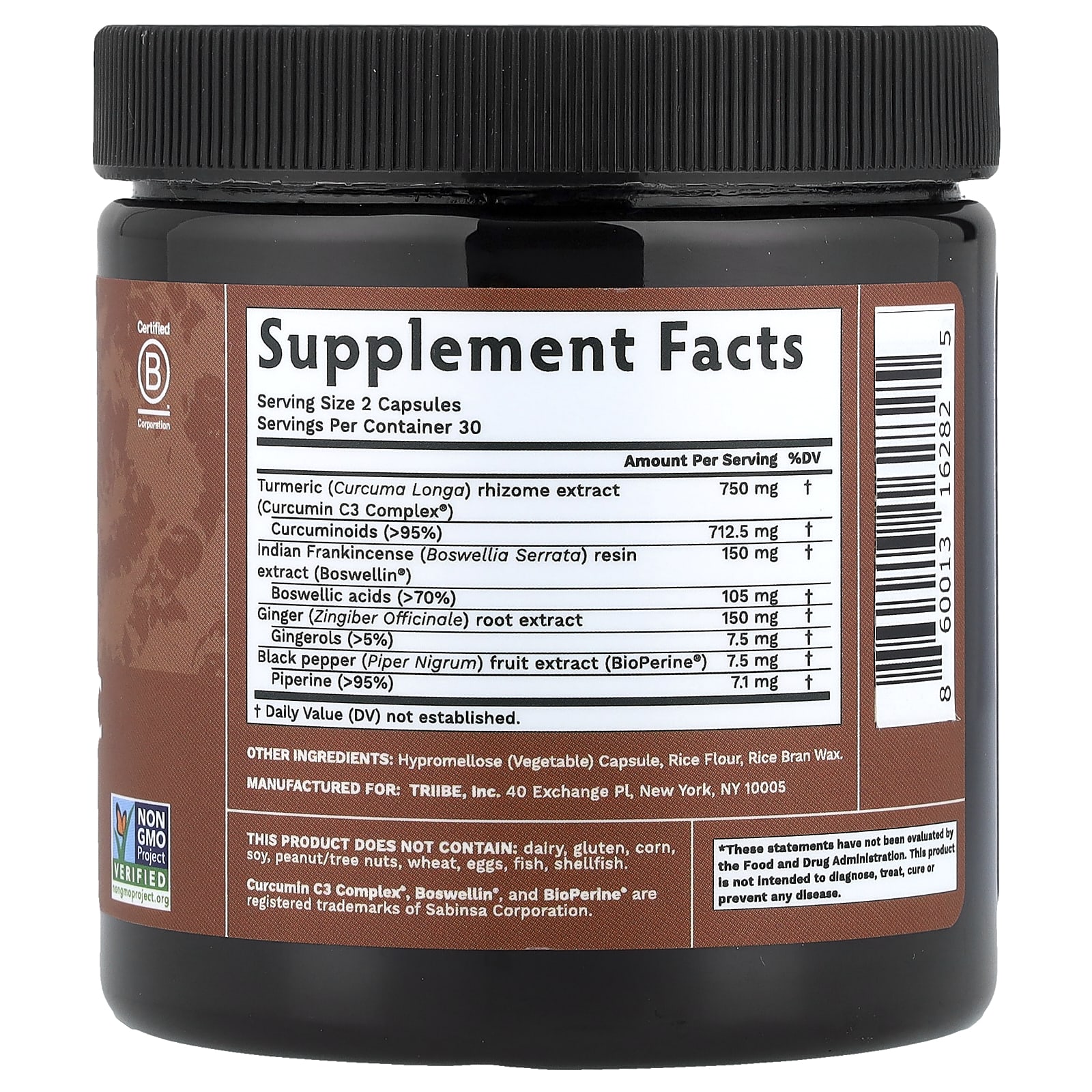 Tribe Organics Turmeric Complex – 60 gélules — photo 2 sur 2