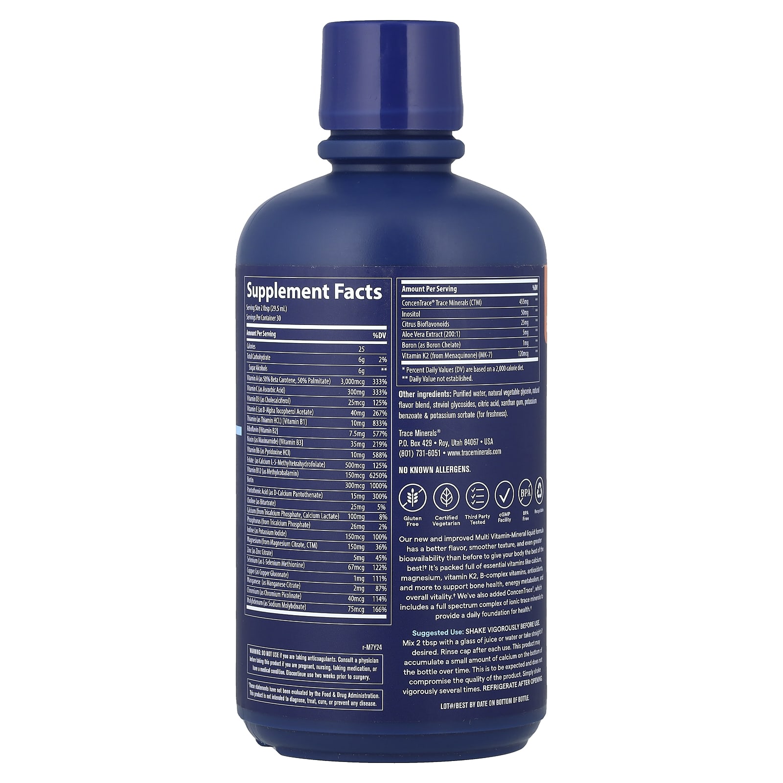 Trace Multi Vitamin-Mineral, For Men & Women – Tropical Mixed Berry – 887 ml — photo 2 sur 2