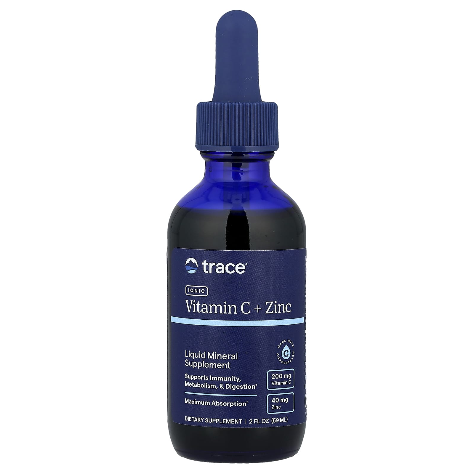 Trace Ionic Vitamin C + Zinc, Liquid Mineral Supplement – 59 ml — Tunisie
