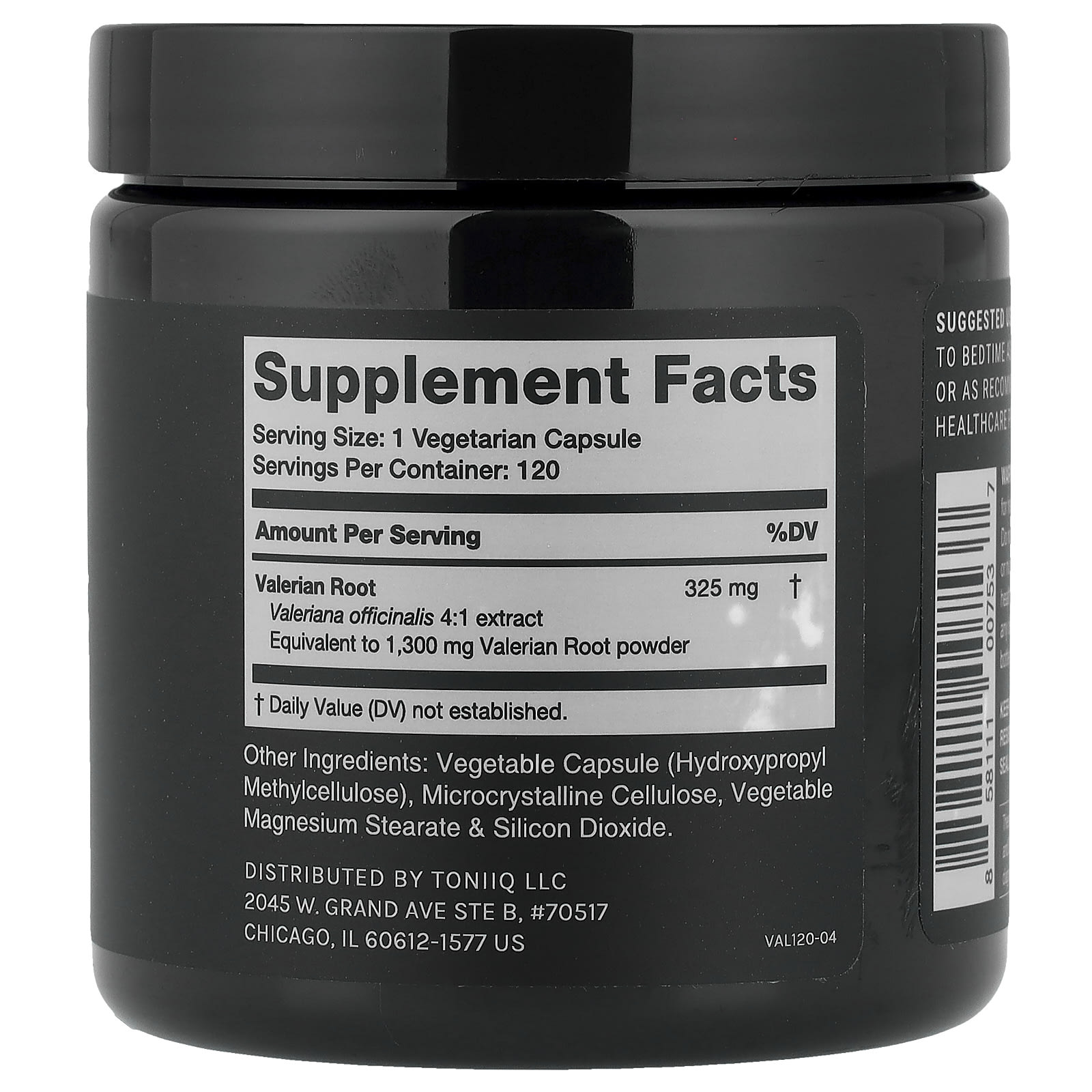 Toniiq Valerian Root – 120 gélules — photo 2 sur 2
