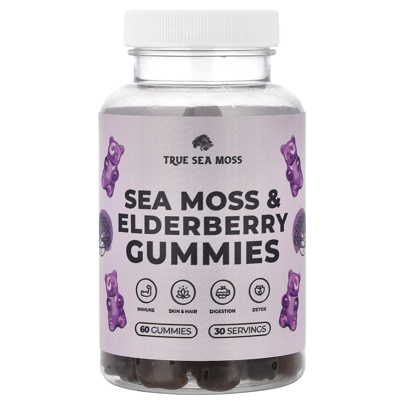True Sea Moss Sea Moss & Elderberry Gummies – Sea Moss & Elderberry Gummies – 60 gommes — Tunisie