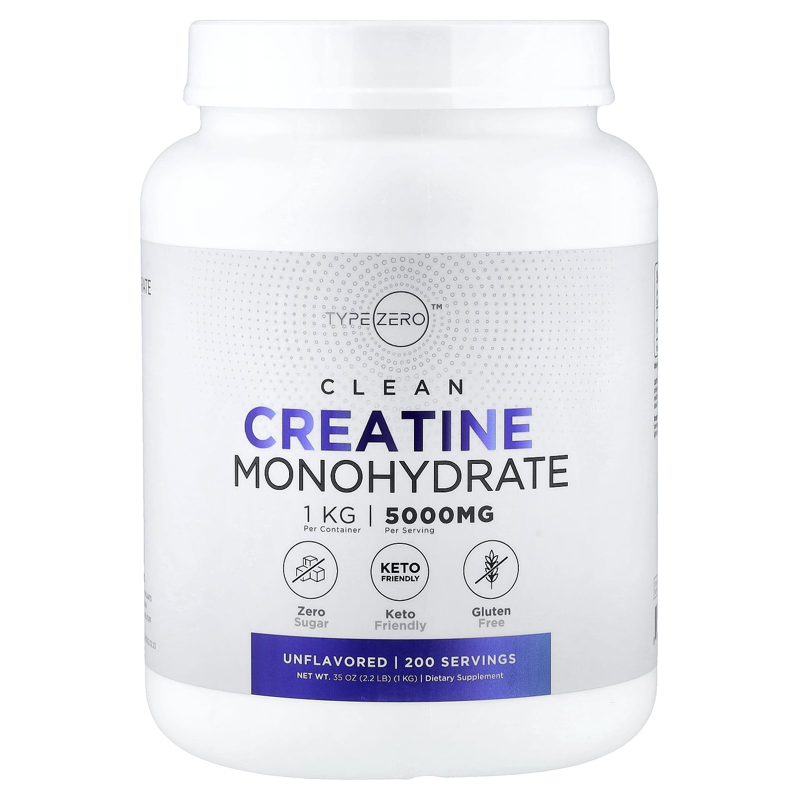 TypeZero Clean, Creatine Monohydrate – Sans arôme – 1 kg — Tunisie