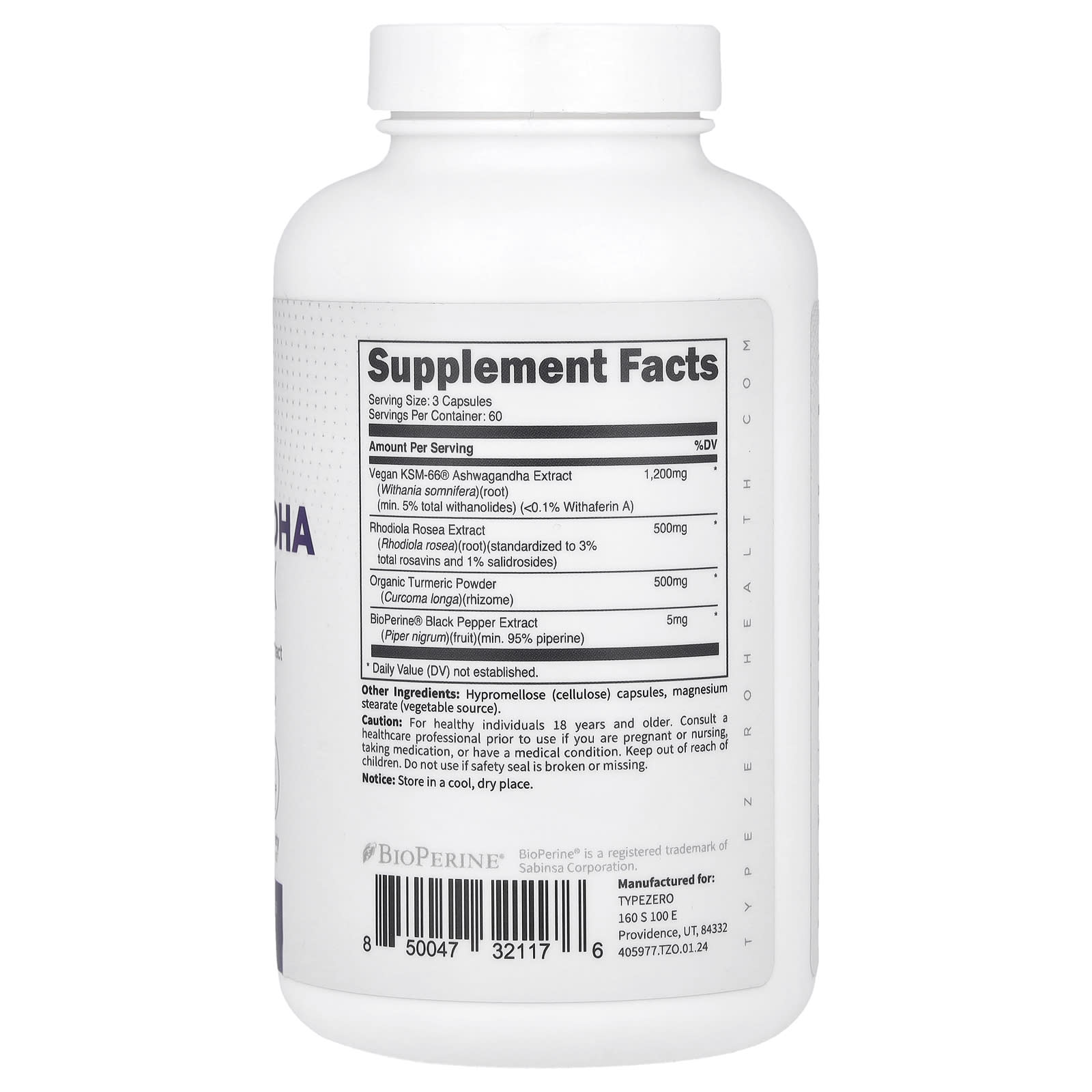 TypeZero Clean, Ashwagandha Complex – 180 gélules — photo 2 sur 2