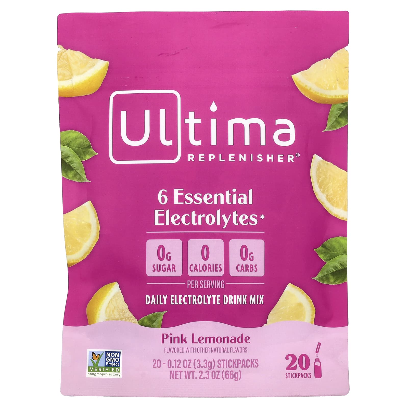 Ultima Replenisher 6 Essential Electrolytes, Daily Electrolyte Drink Mix – Pink Lemonade – 3,3 g — Tunisie