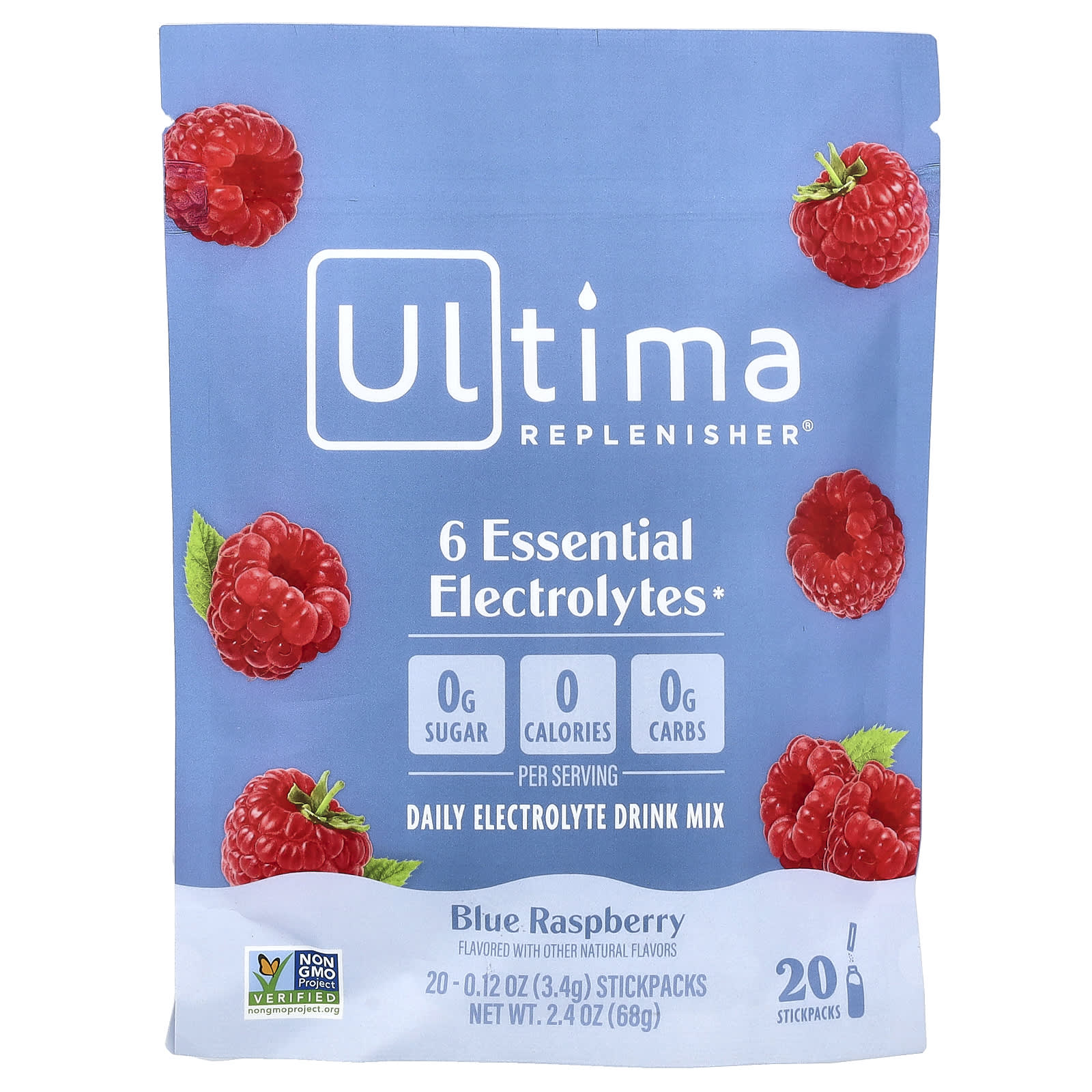 Ultima Replenisher 6 Essential Electrolytes, Daily Electrolyte Drink Mix – Blue Raspberry – 3,4 g — Tunisie