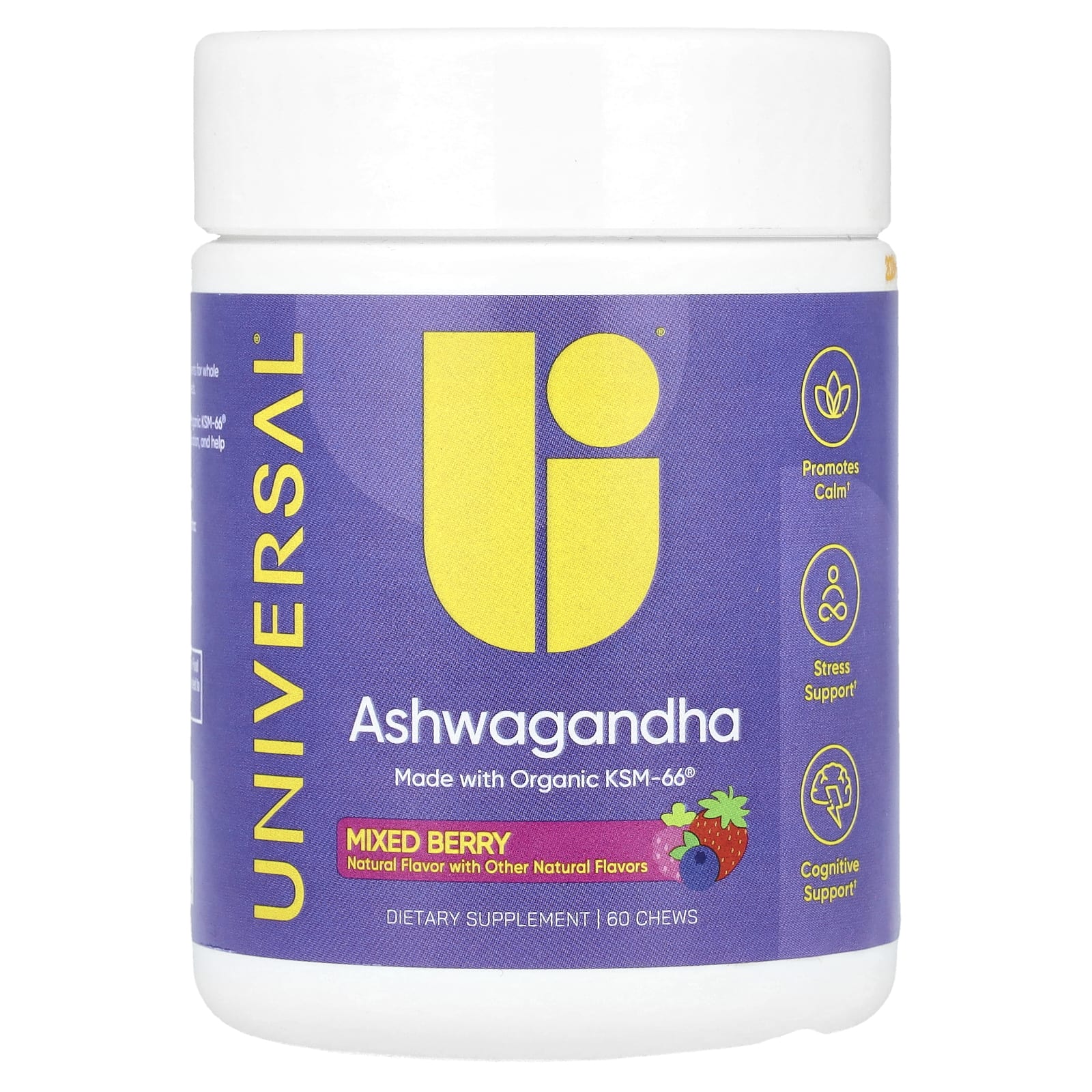 Universal U Ashwagandha, 60 Chews – Mixed Berry — Tunisie