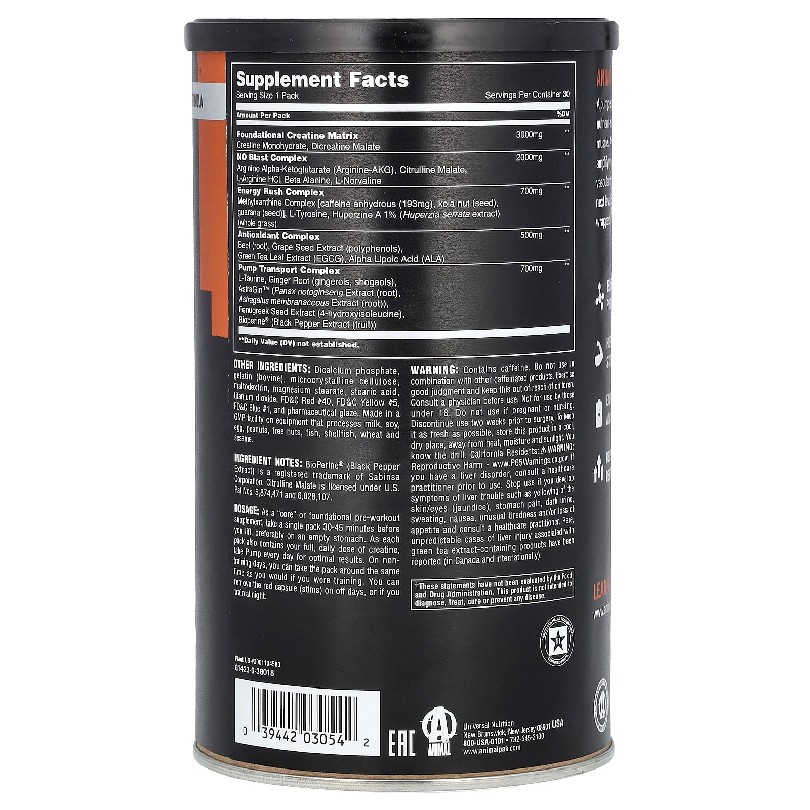 Animal Pre Workout Pump, Pill Packs, 30 Packs — photo 2 sur 2