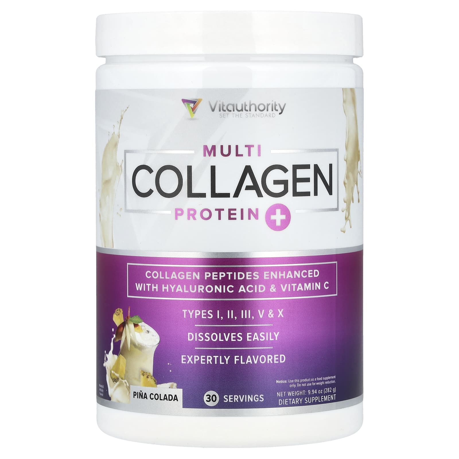 Vitauthority Multi Collagen Protein+, Pina Colada – 282 g — Tunisie