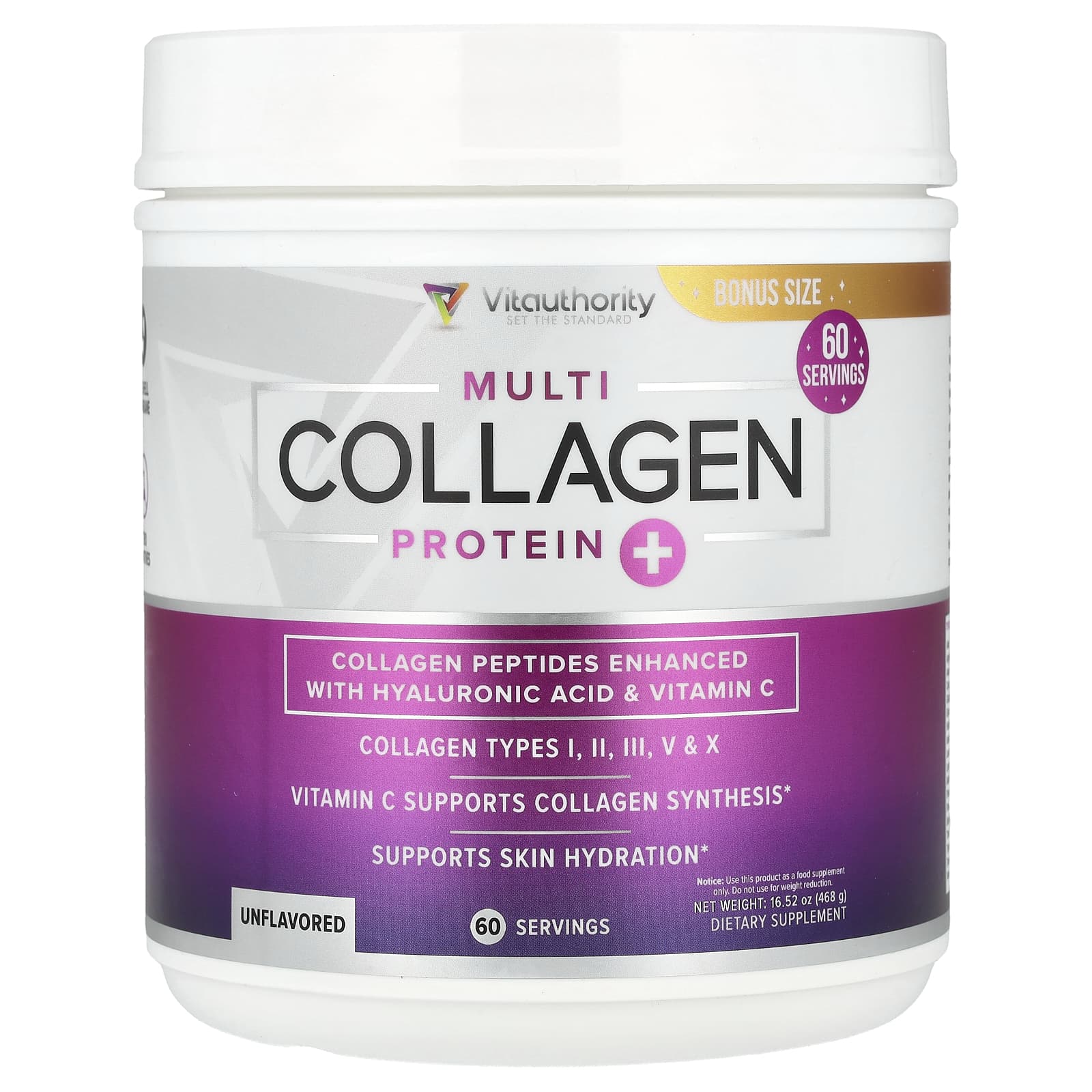 Vitauthority Multi Collagen Protein+ – Sans arôme – 468 g — Tunisie