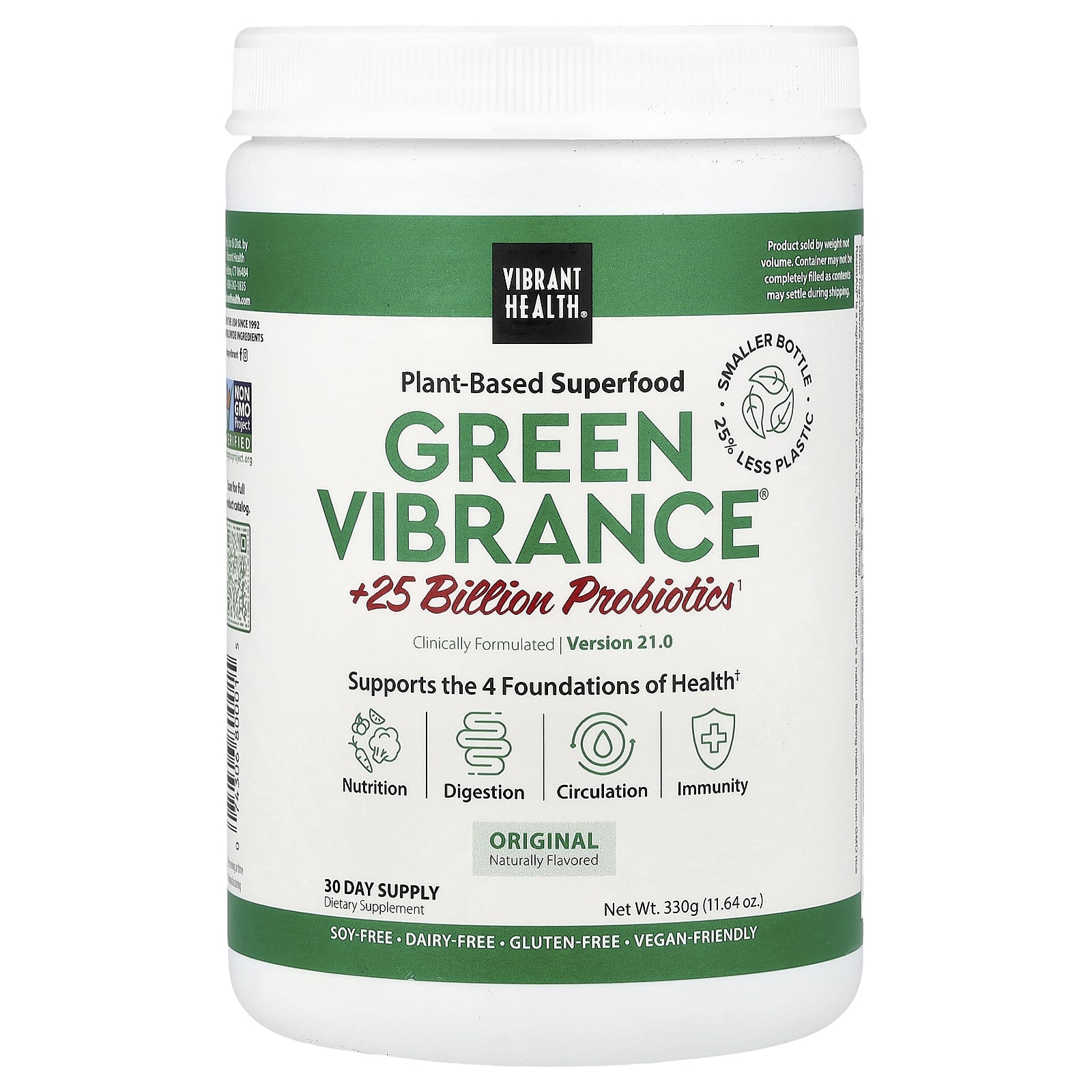 Vibrant Health Green Vibrance +25 Billion Probiotics – 330 g — Tunisie