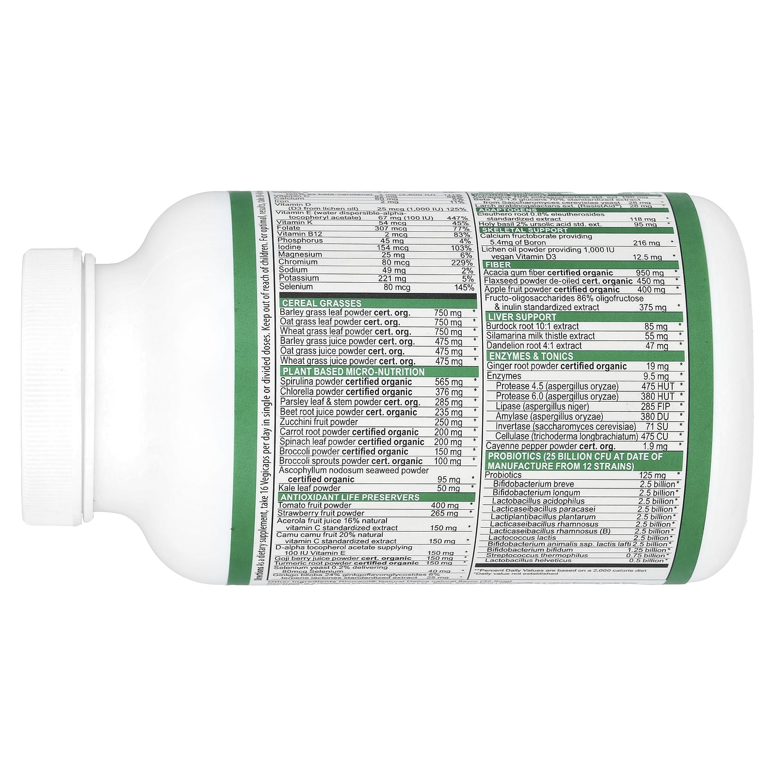 Vibrant Health Green Vibrance +25 Billion Probiotics, Version 21.0, 240 Vegicaps — étiquette 1