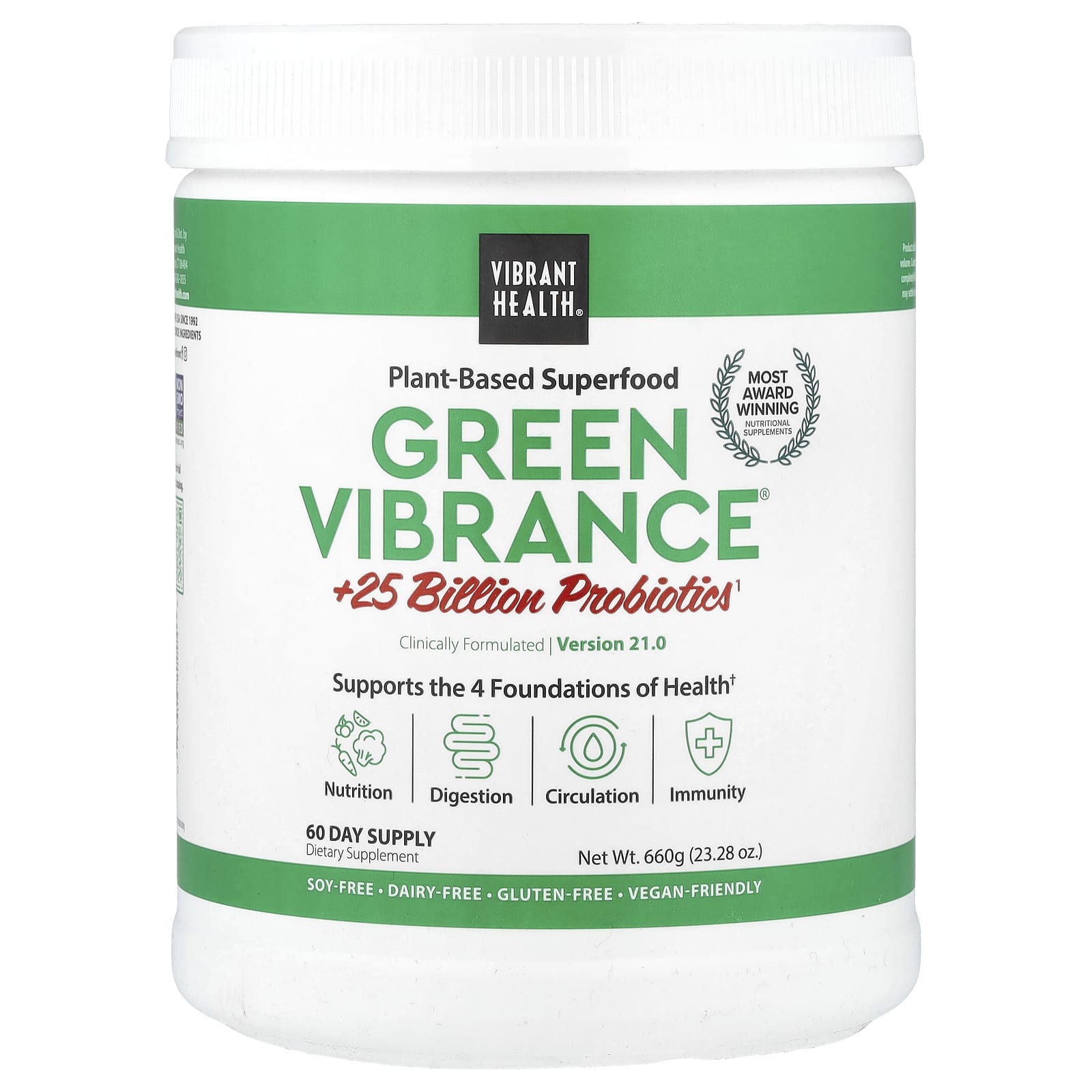 Vibrant Health Green Vibrance +25 Billion Probiotics – 660 g — Tunisie