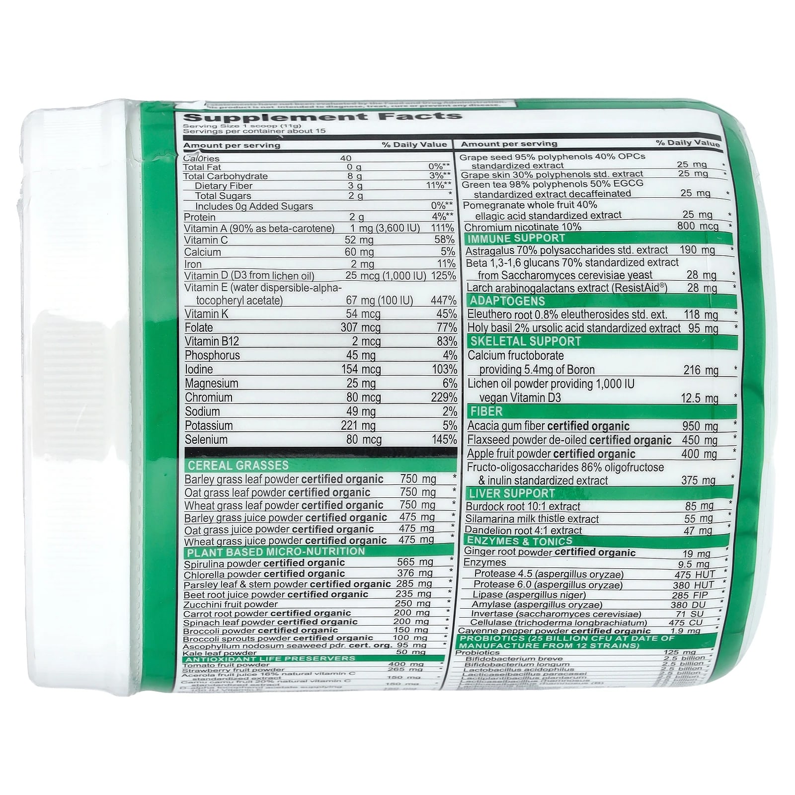 Vibrant Health Green Vibrance +25 Billion Probiotics – 165 g — photo 2 sur 2