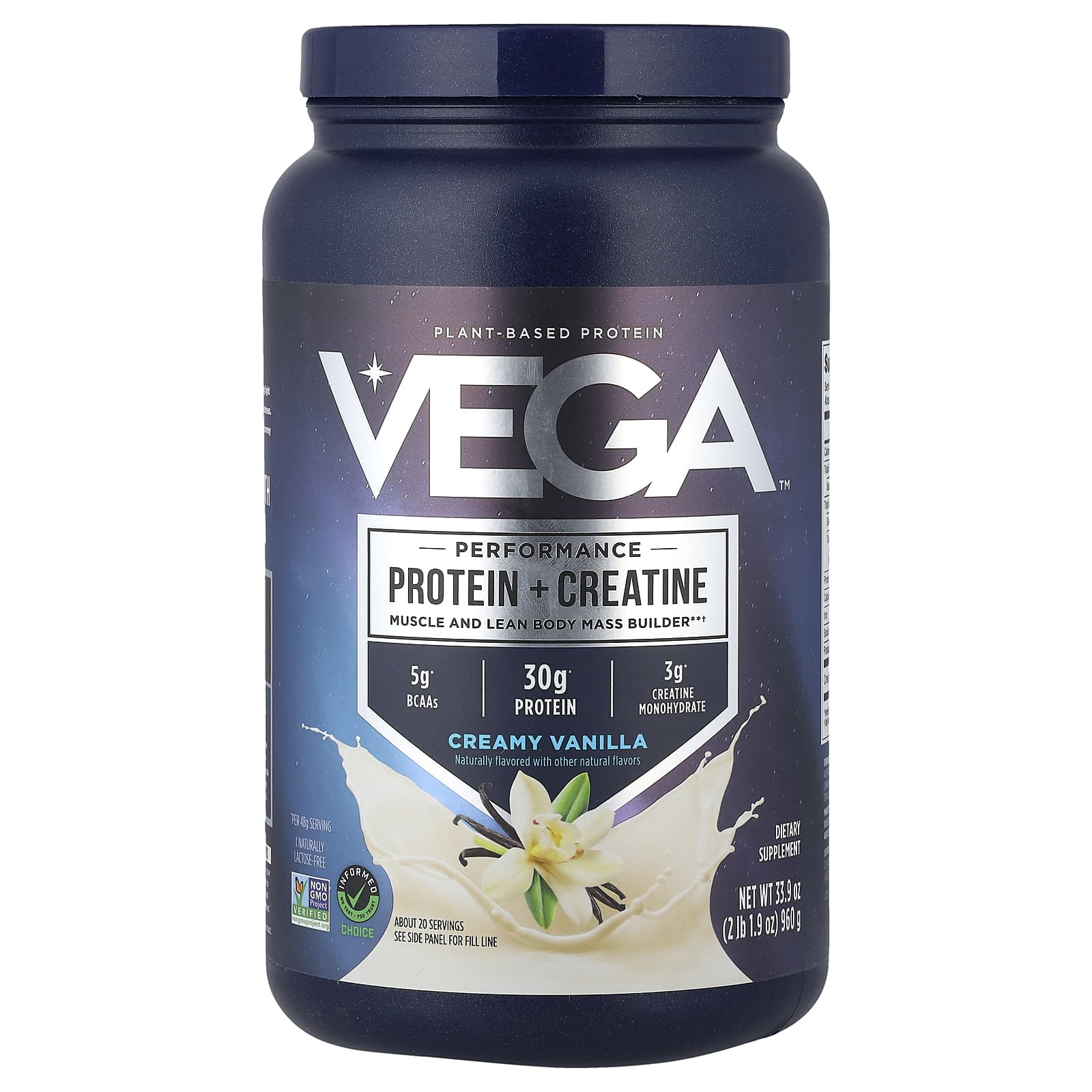Vega Plant-Based Performance Protein + Creatine – Creamy Vanilla – 960 g — Tunisie