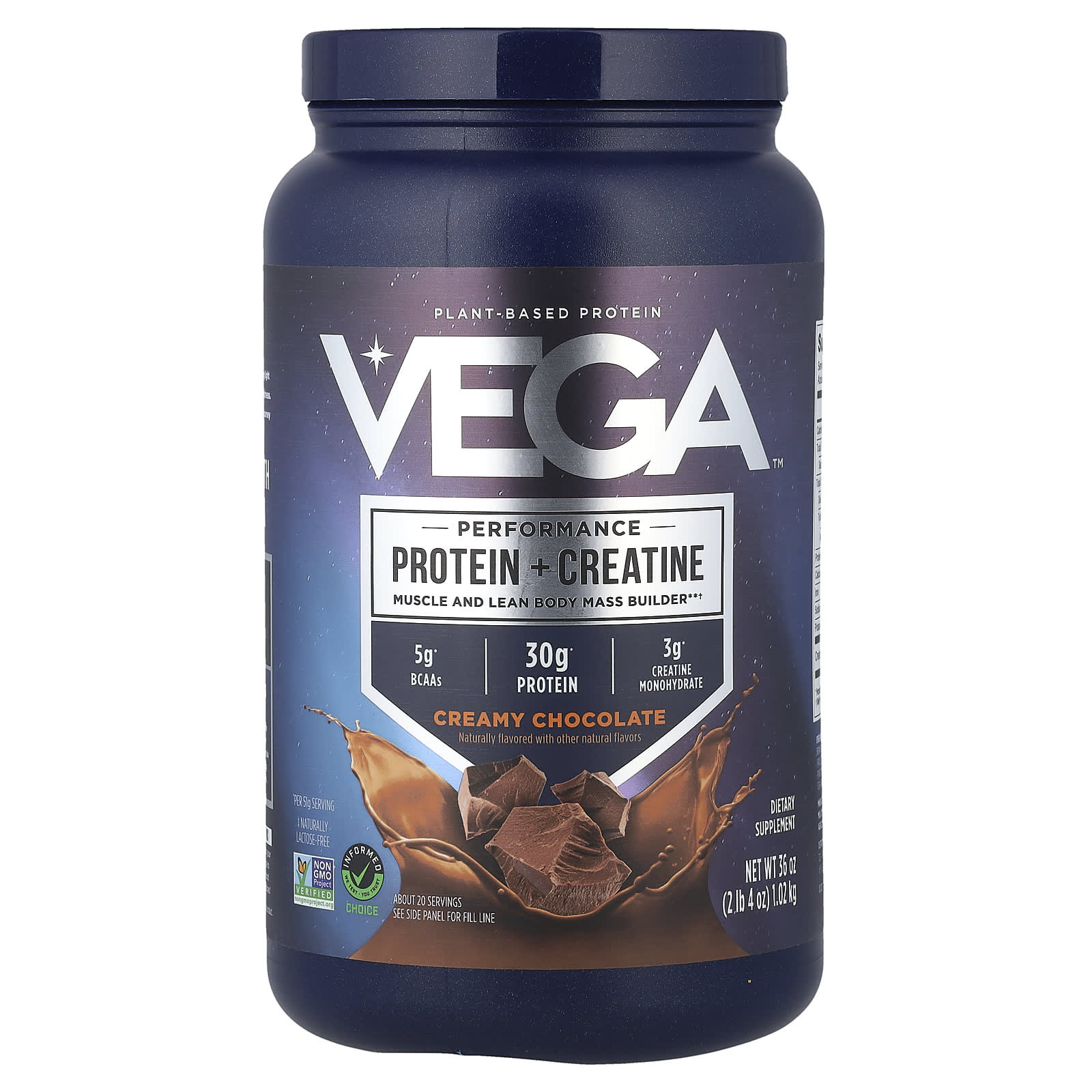Vega Plant-Based Performance Protein + Creatine – Creamy Chocolate – 1,02 kg — Tunisie