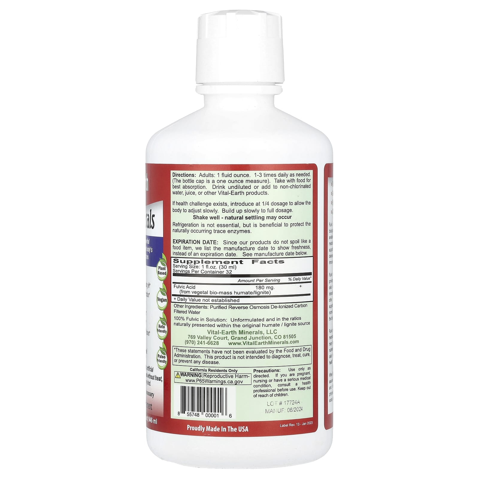 Vital Earth Minerals Fulvic Minerals – 946 ml — photo 2 sur 2