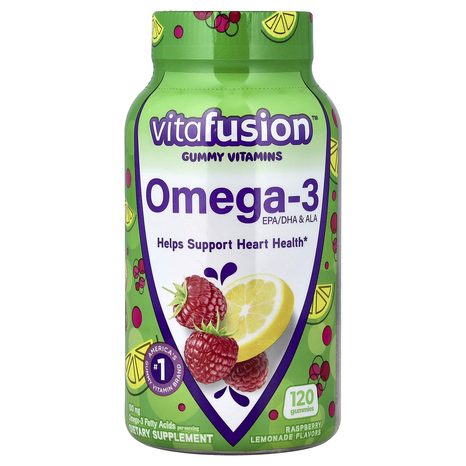 VitaFusion Omega-3, EPA/DHA & ALA Gummies – Raspberry Lemonade – 120 gommes — Tunisie