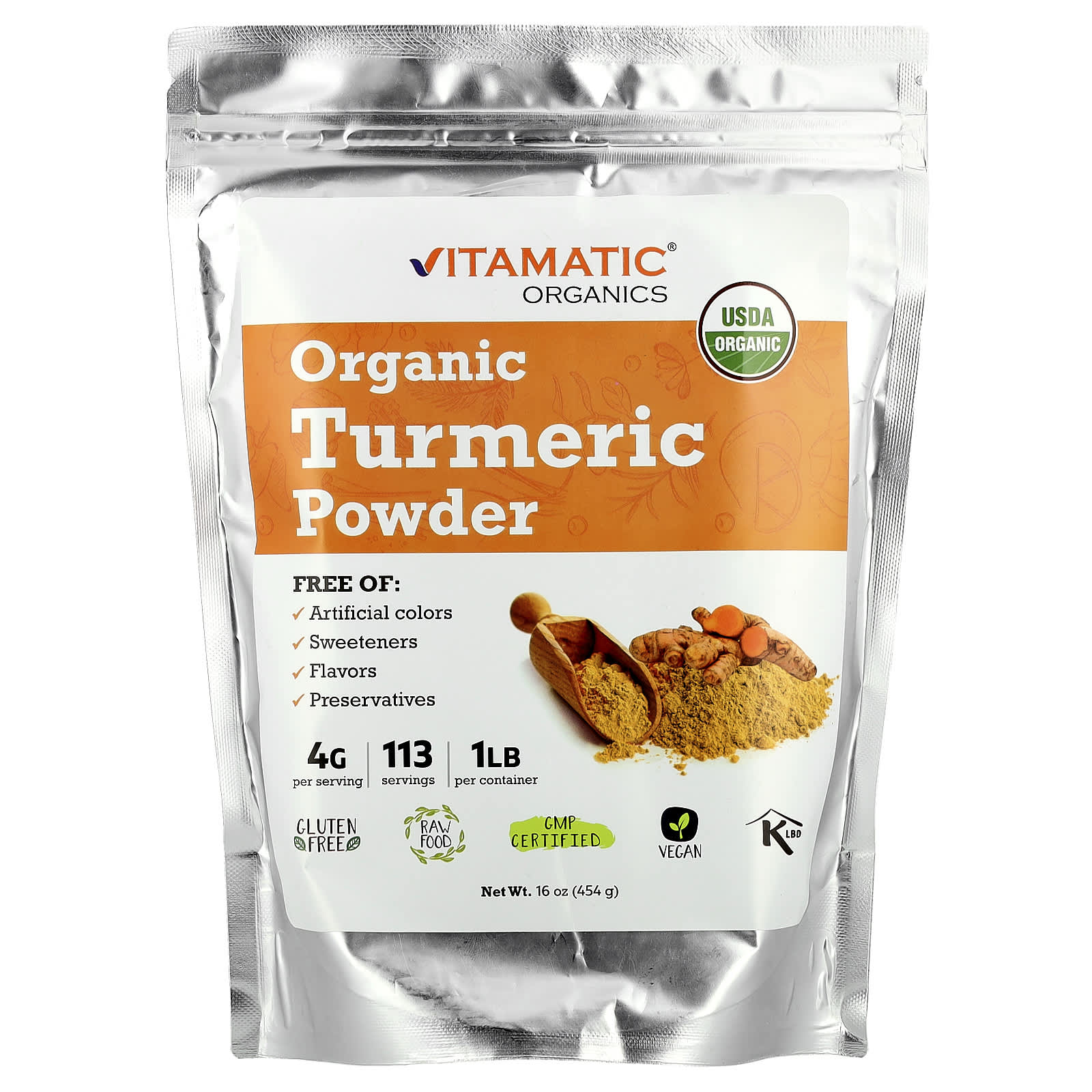 Vitamatic Organic Turmeric Powder – 454 g — Tunisie
