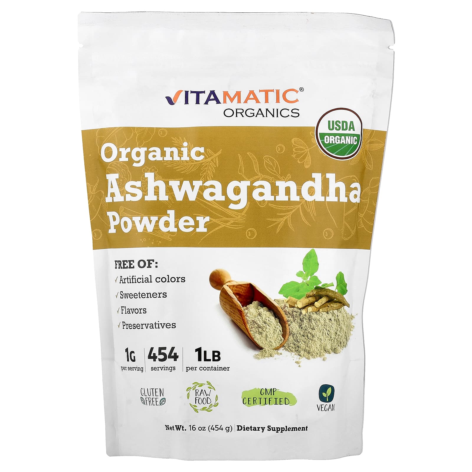 Vitamatic Organic Ashwagandha Powder – 454 g — Tunisie