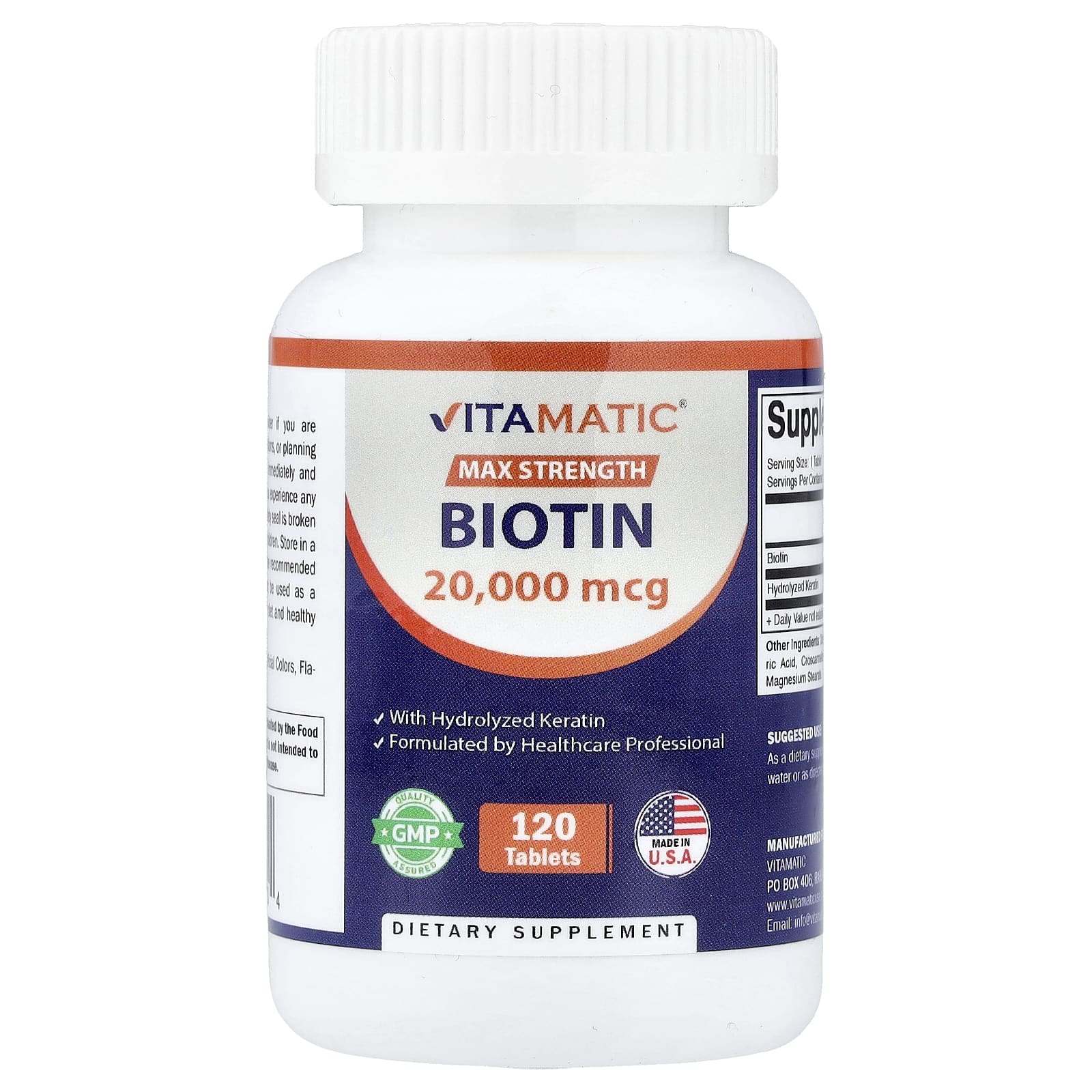 Vitamatic Biotin With Hydrolyzed Keratin – 120 comprimés — Tunisie