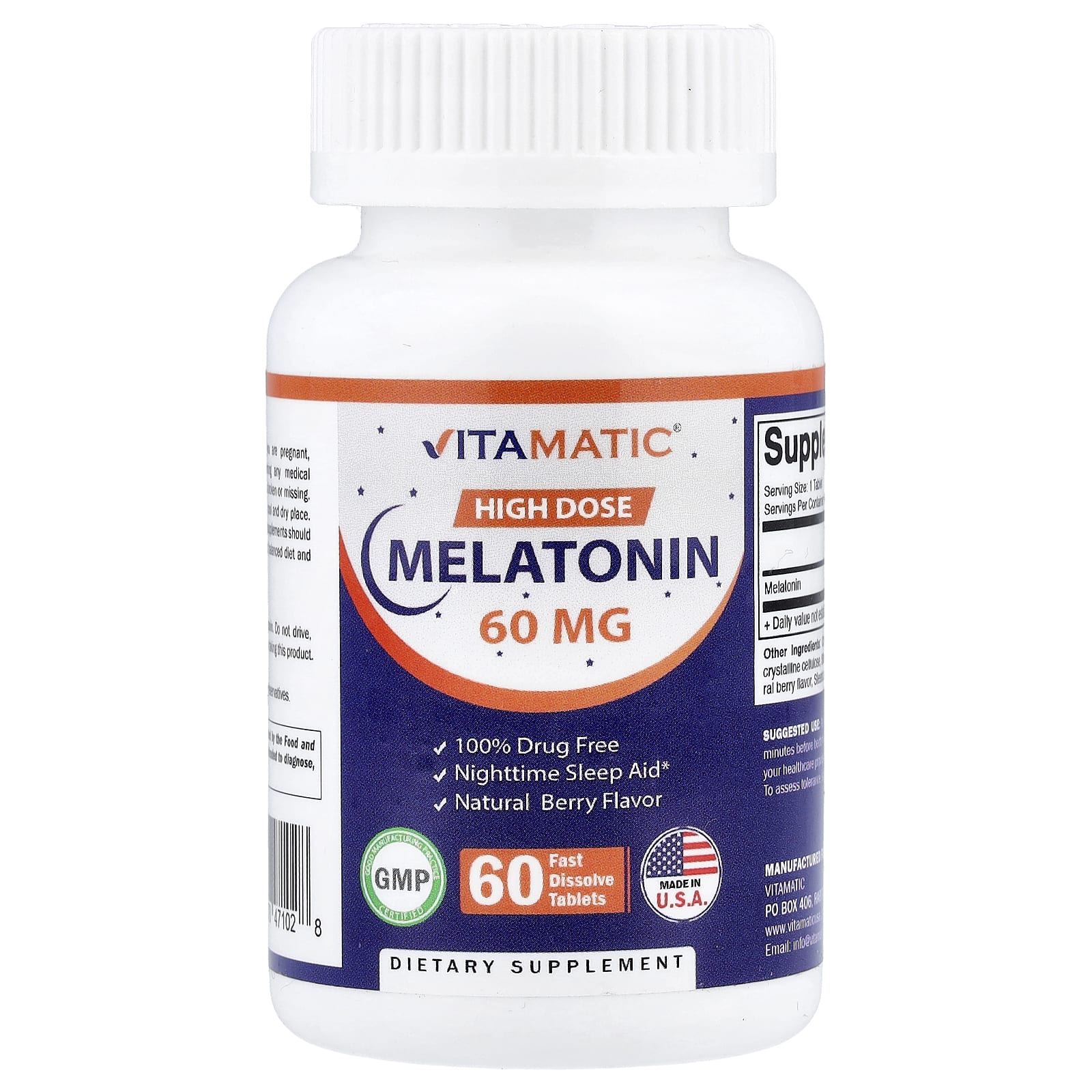 Vitamatic High Dose Melatonin – Natural Berry – 60 mg — Tunisie