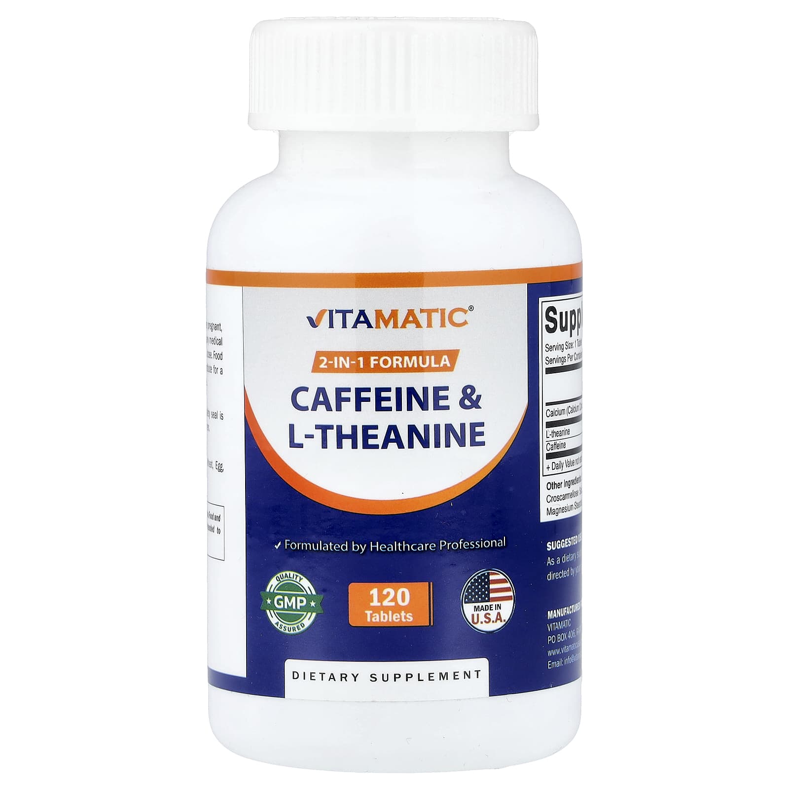 Vitamatic Caffeine & L-Theanine – 120 comprimés — Tunisie