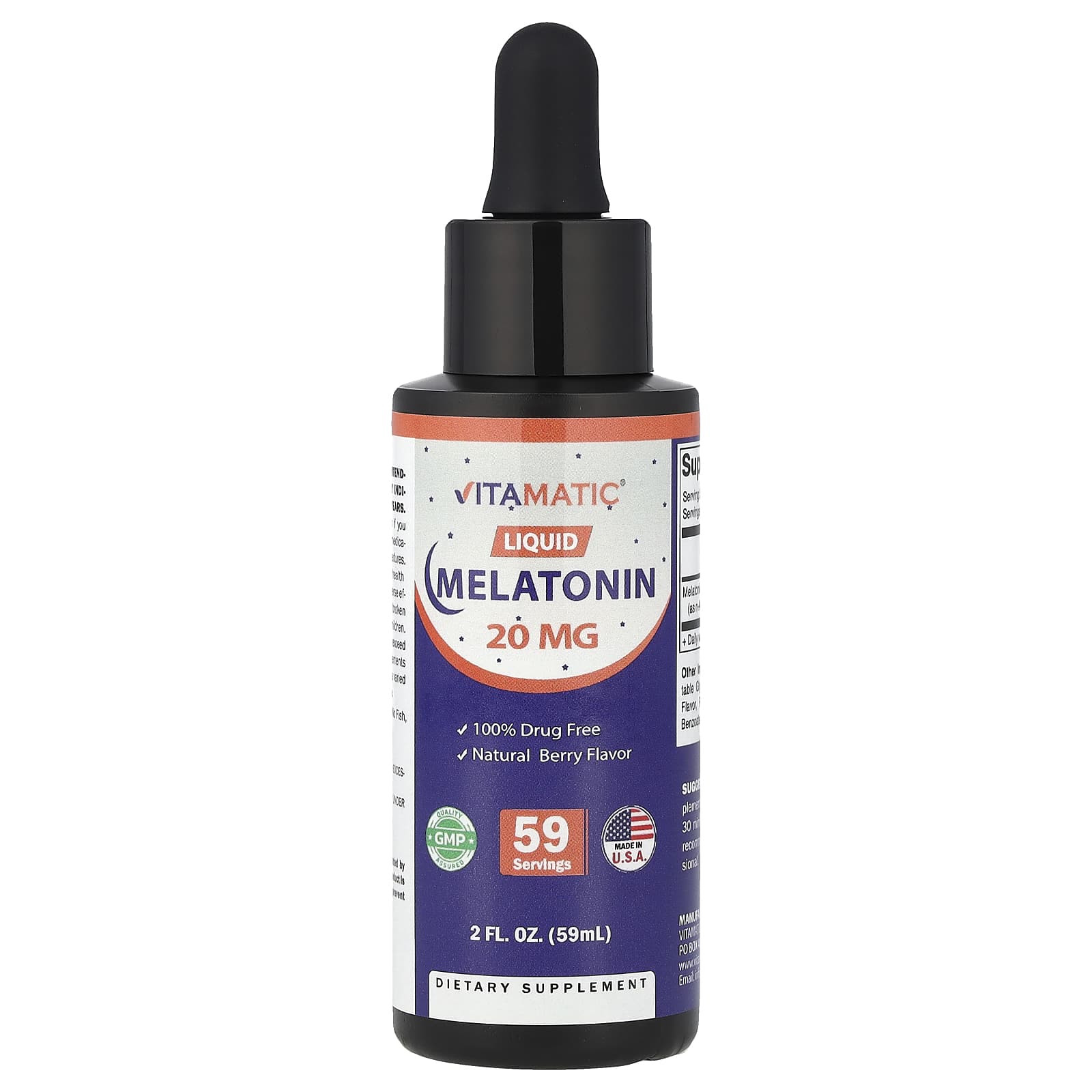Vitamatic Liquid Melatonin – Natural Berry – 59 ml — Tunisie