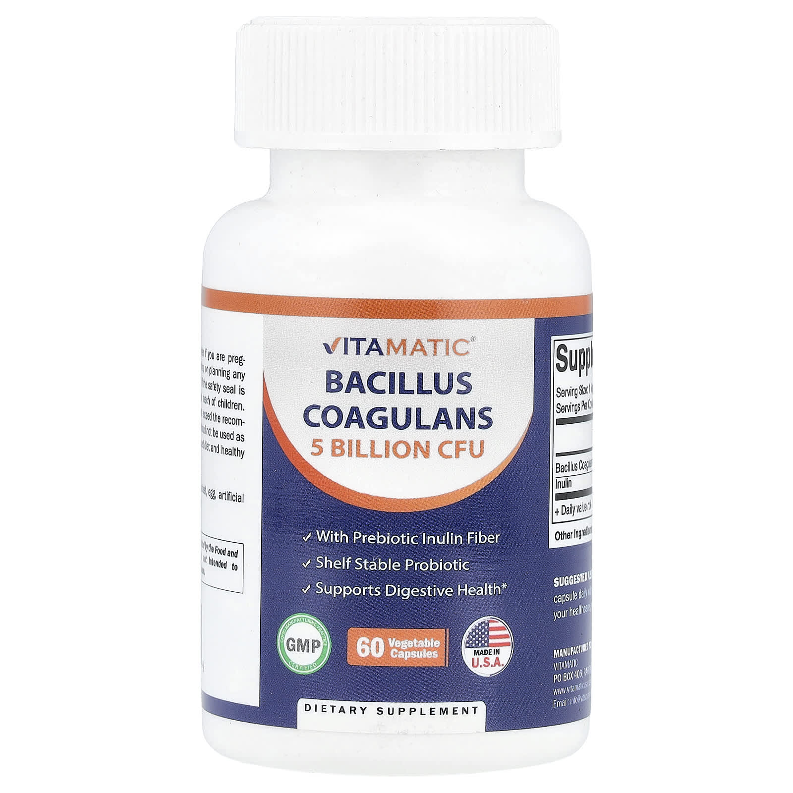 Vitamatic Bacillus Coagulans, 5 Billion CFU, 60 Vegetable Capsules — Tunisie