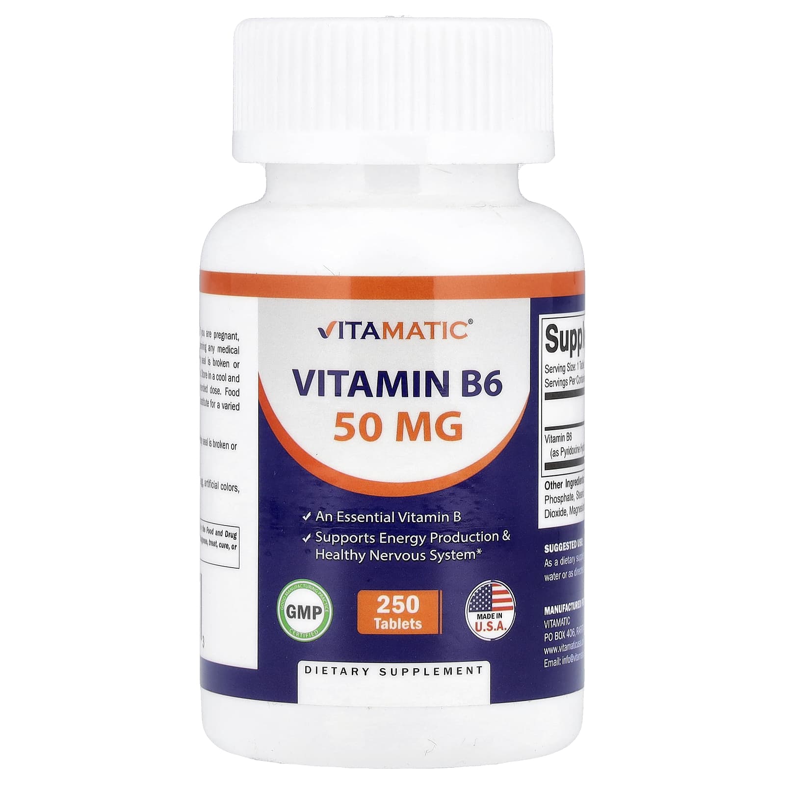 Vitamatic Vitamin B6 – 50 mg – 250 comprimés — Tunisie