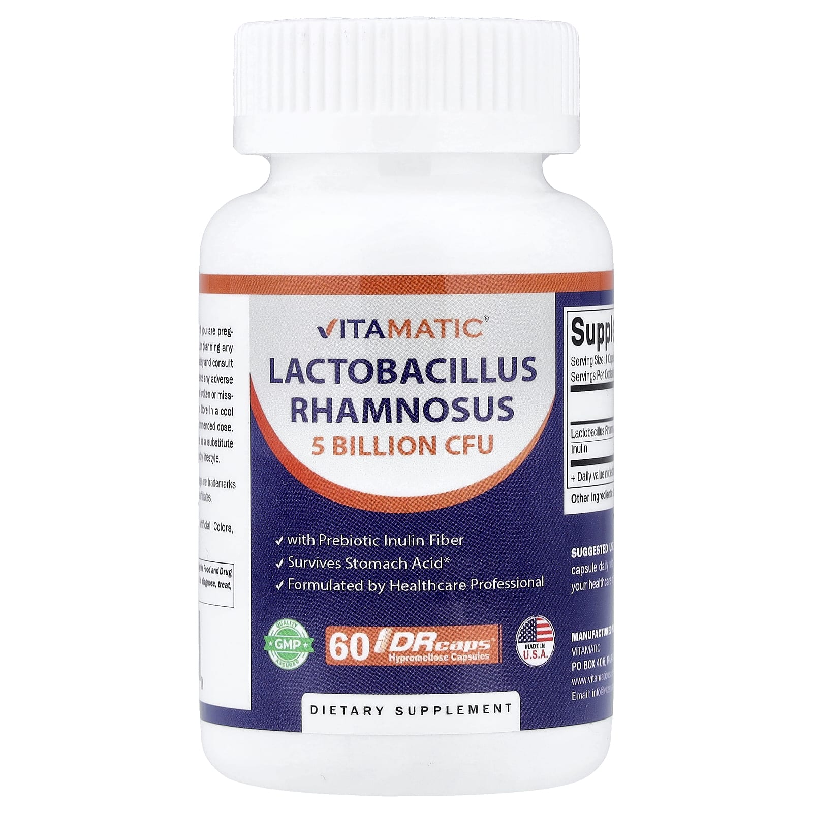 Vitamatic Lactobacillus Rhamnosus, 60 DRcaps Hypromellose Capsules — Tunisie
