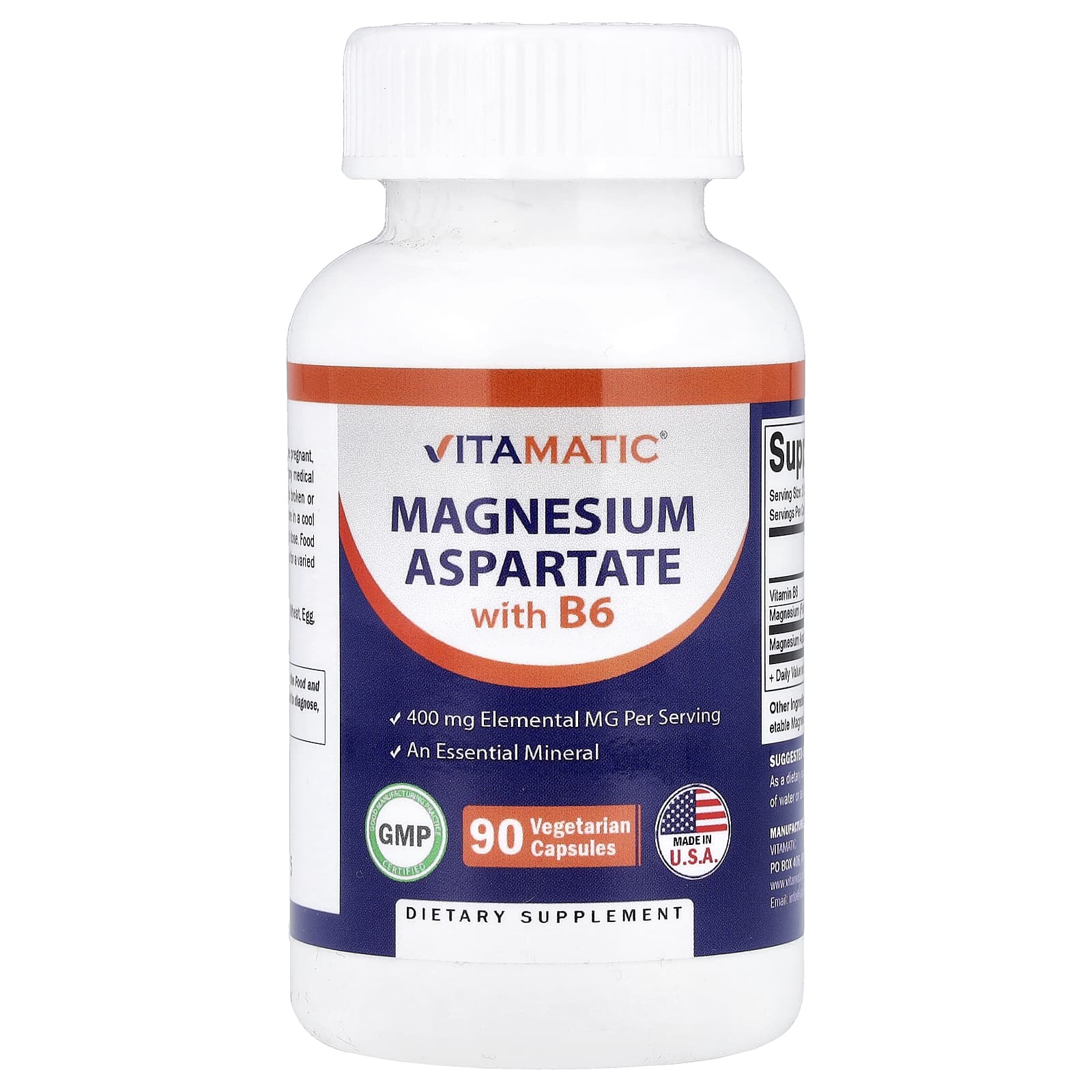 Vitamatic Magnesium Aspartate with B6 – 90 gélules végétales — Tunisie