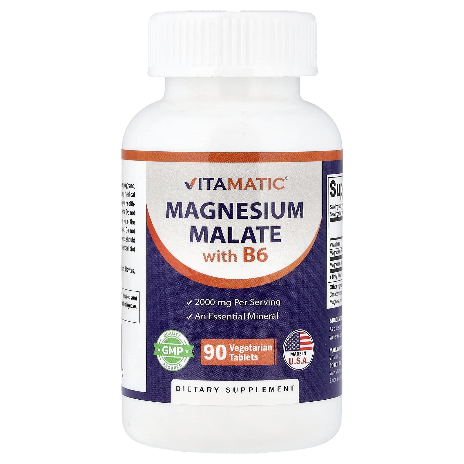 Vitamatic Magnesium Malate with B6, 90 Vegetarian Tablets — Tunisie