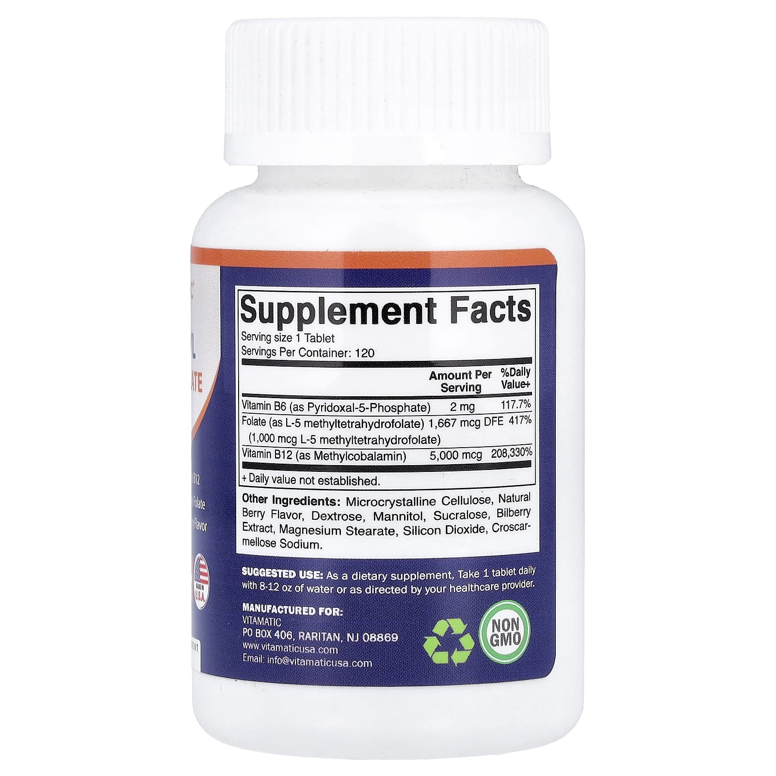 Vitamatic Methyl B12 & Folate, 120 Fast Dissolve Tablets – Berry — photo 2 sur 2