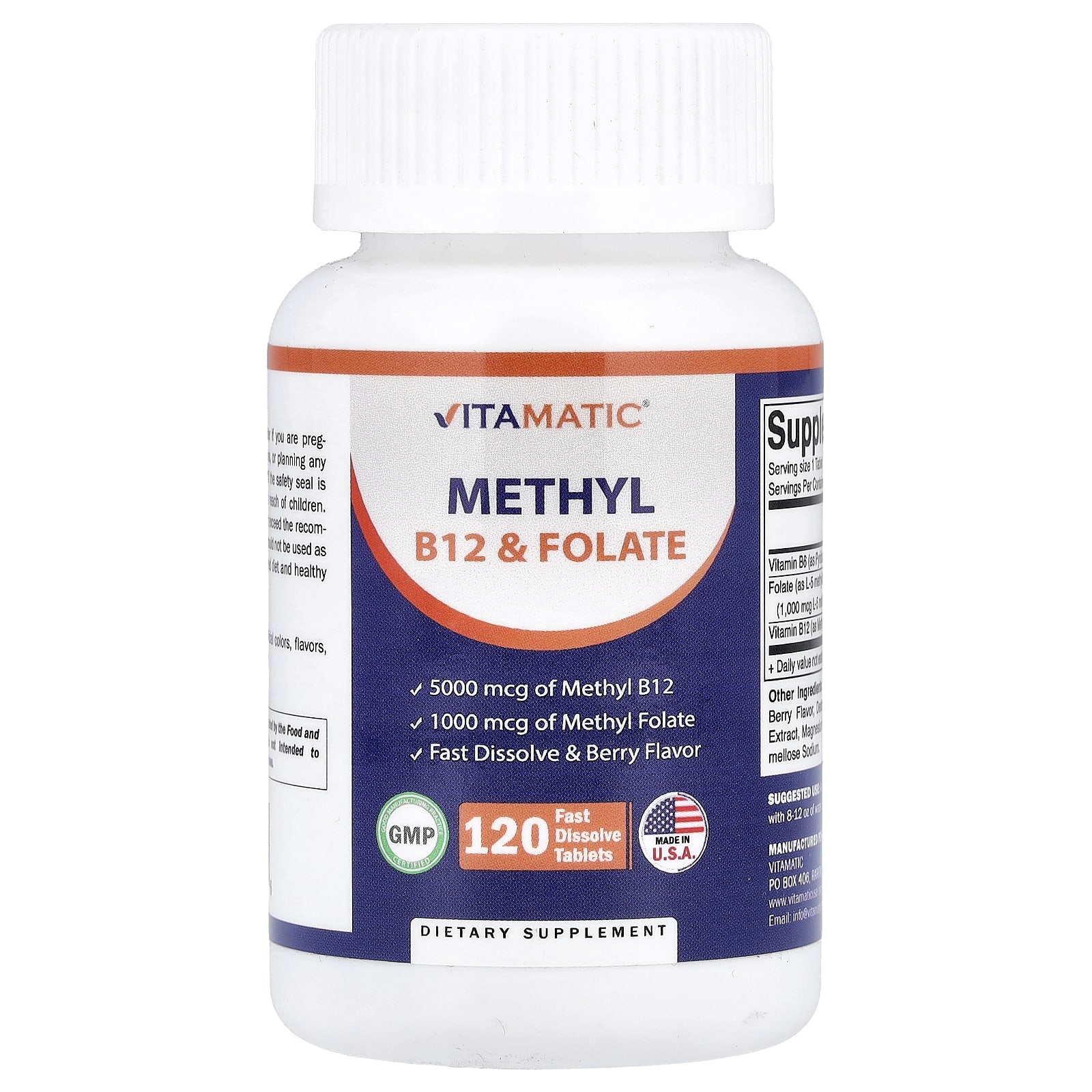 Vitamatic Methyl B12 & Folate, 120 Fast Dissolve Tablets – Berry — Tunisie