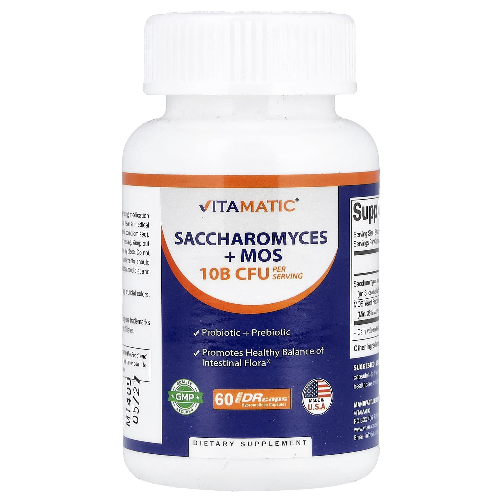 Vitamatic Saccharomyces + MOS, 60 DRcaps Hypromellose Capsules — Tunisie