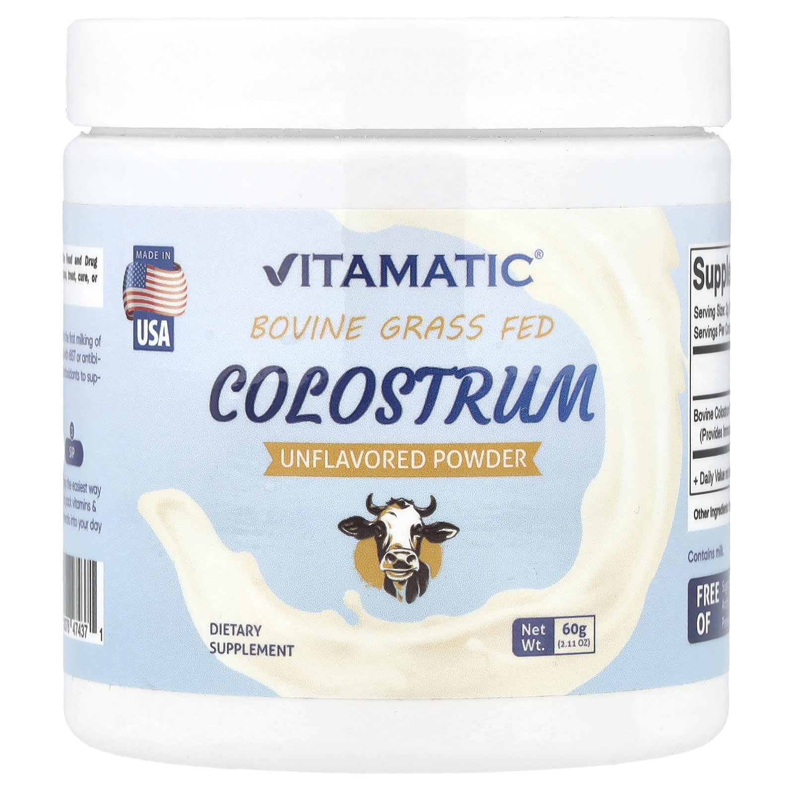 Vitamatic Bovine Grass Fed Colostrum – Sans arôme – 60 g — Tunisie