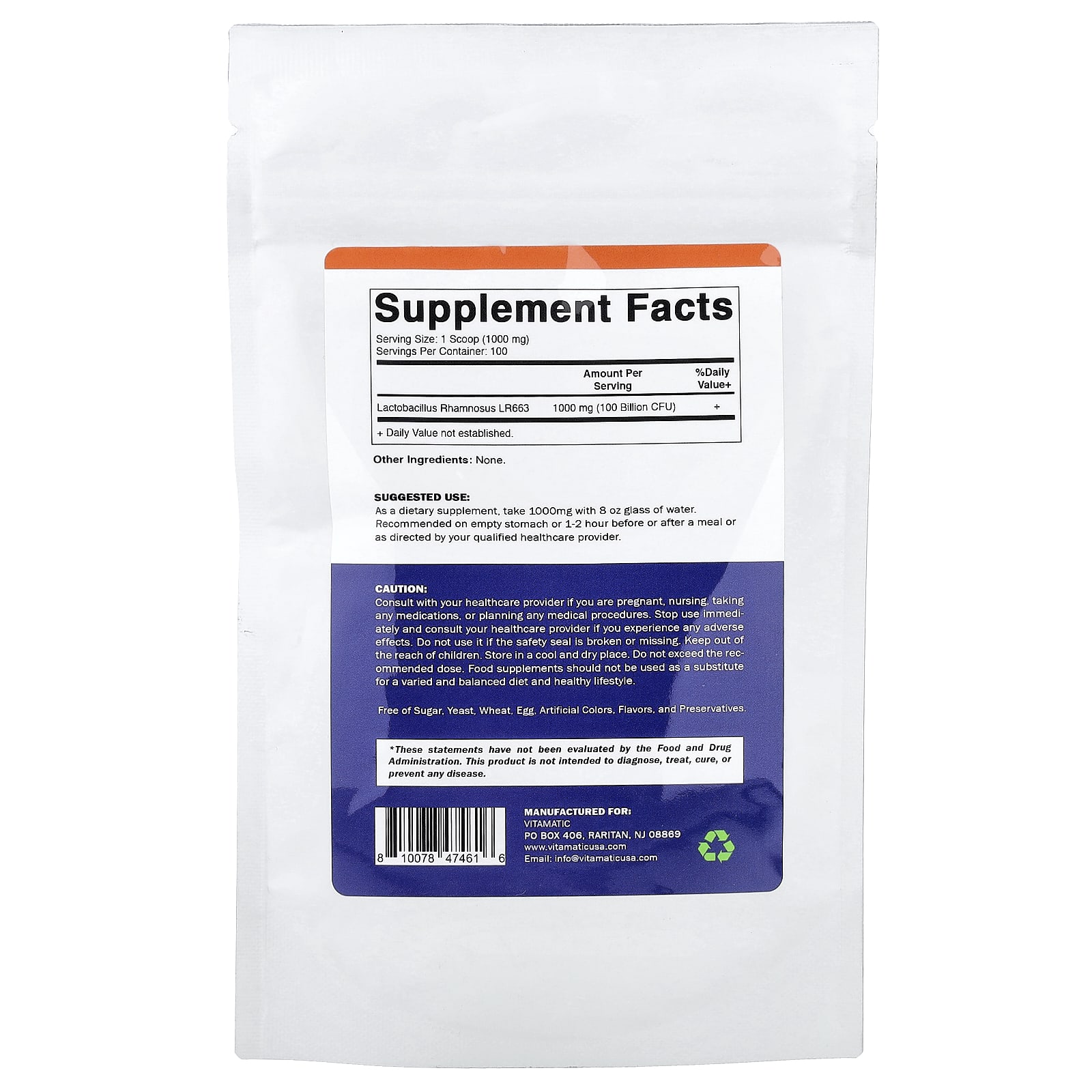 Vitamatic Lactobacillus Rhamnosus – 100 g — photo 2 sur 2