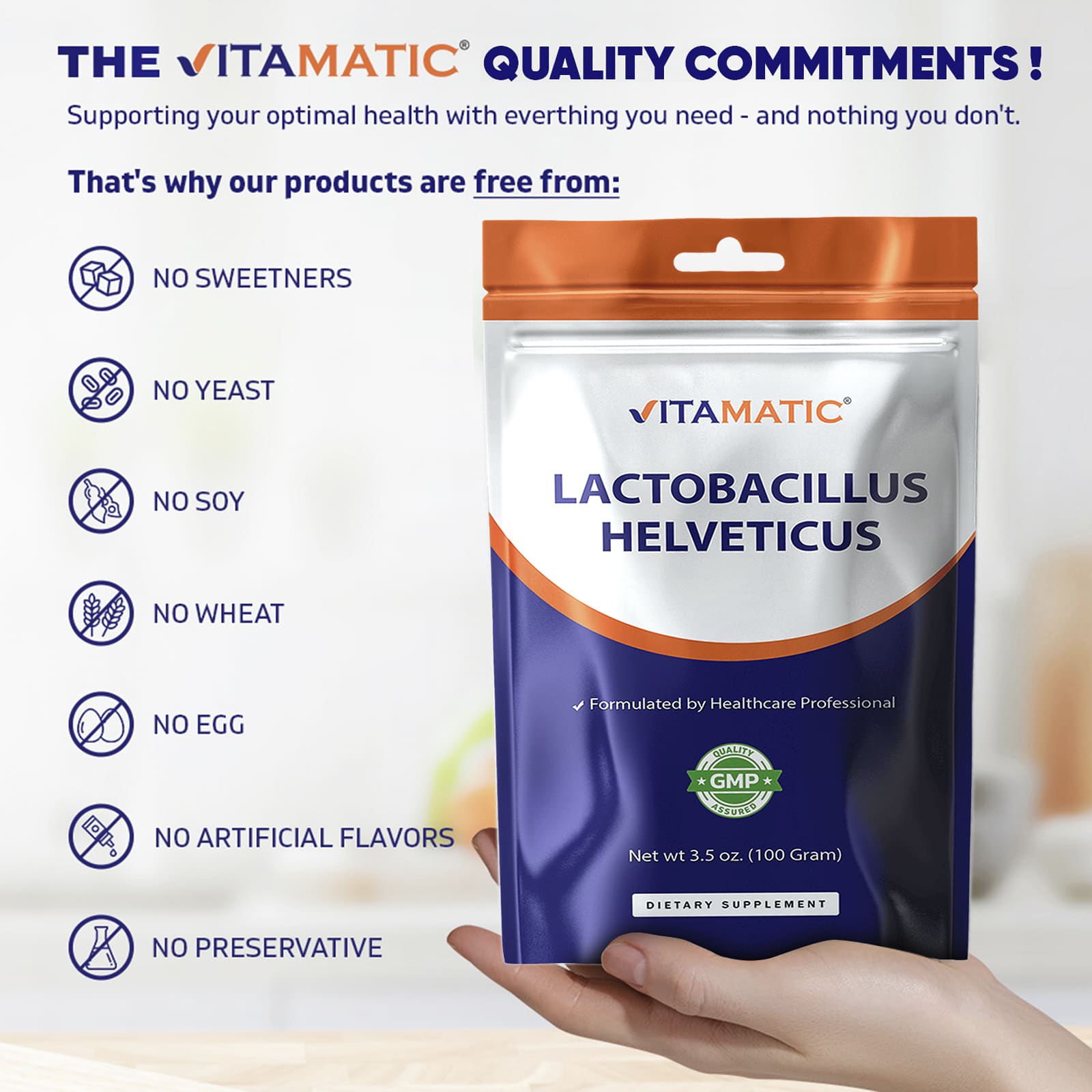 Vitamatic Lactobacillus Helveticus – 100 g — étiquette 1