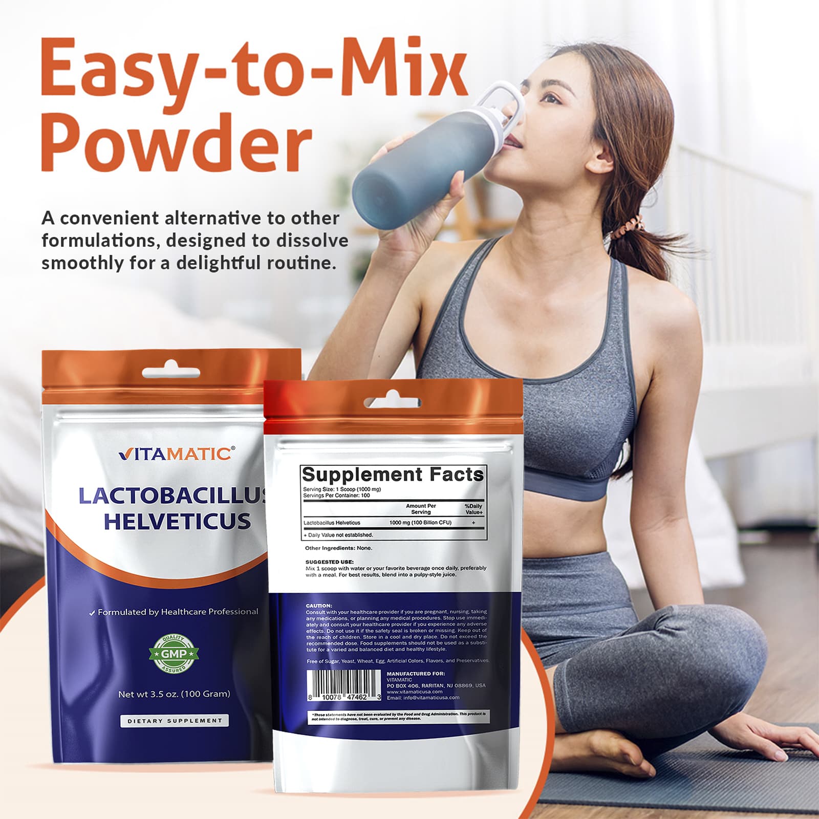Vitamatic Lactobacillus Helveticus – 100 g — étiquette 3