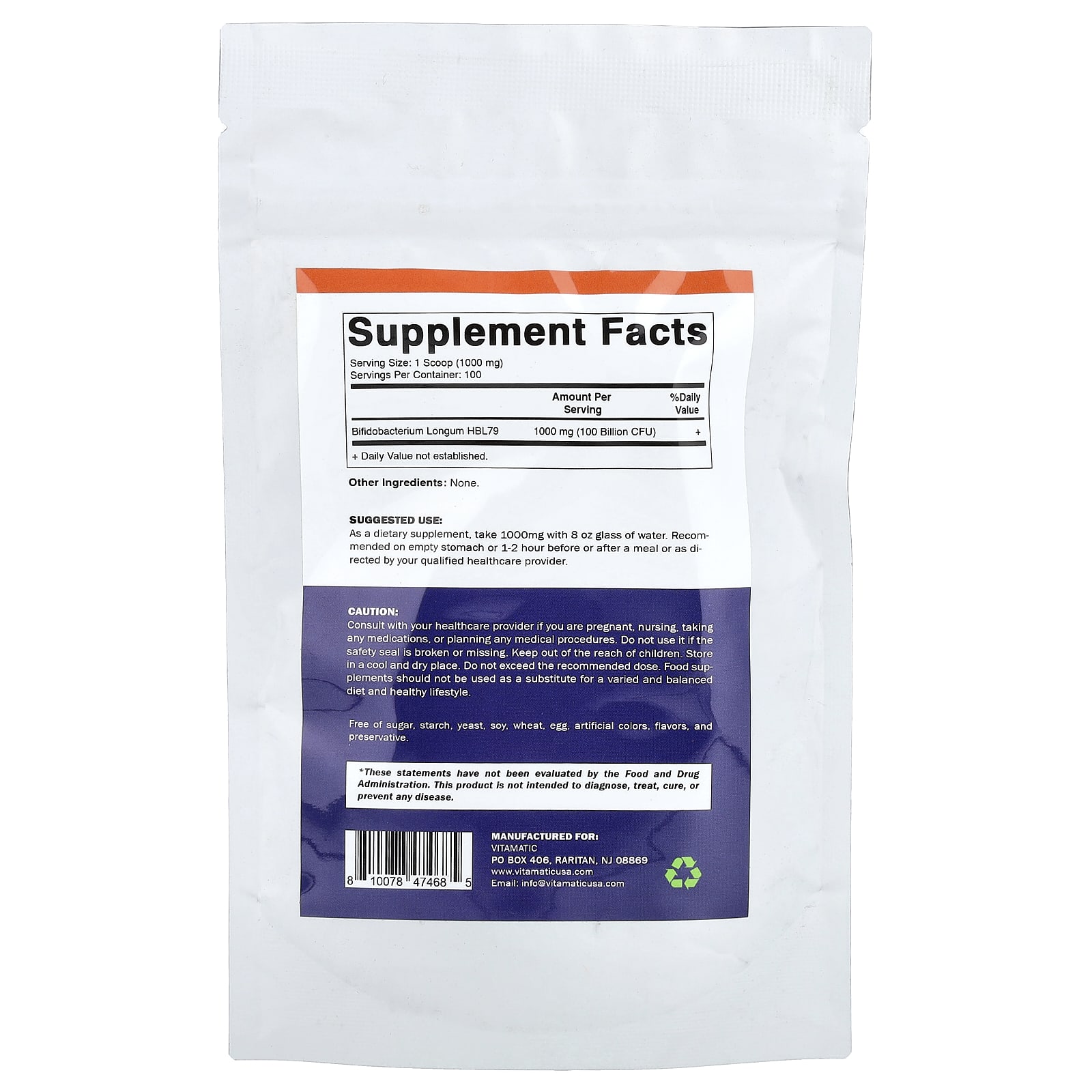 Vitamatic Bifidobacterium Longum – 100 g — photo 2 sur 2