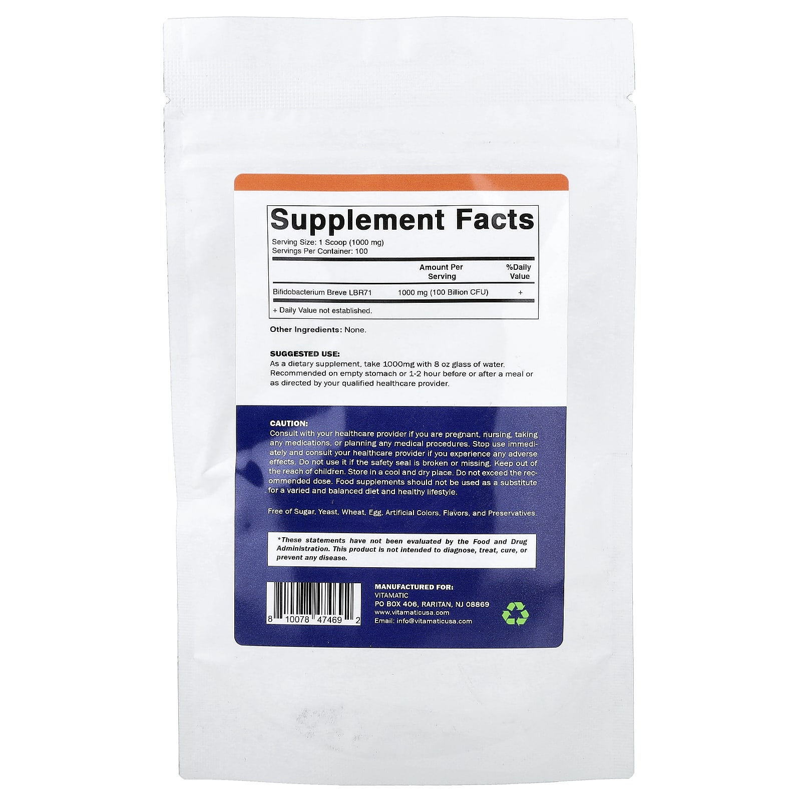Vitamatic Bifidobacterium Breve – 100 g — photo 2 sur 2