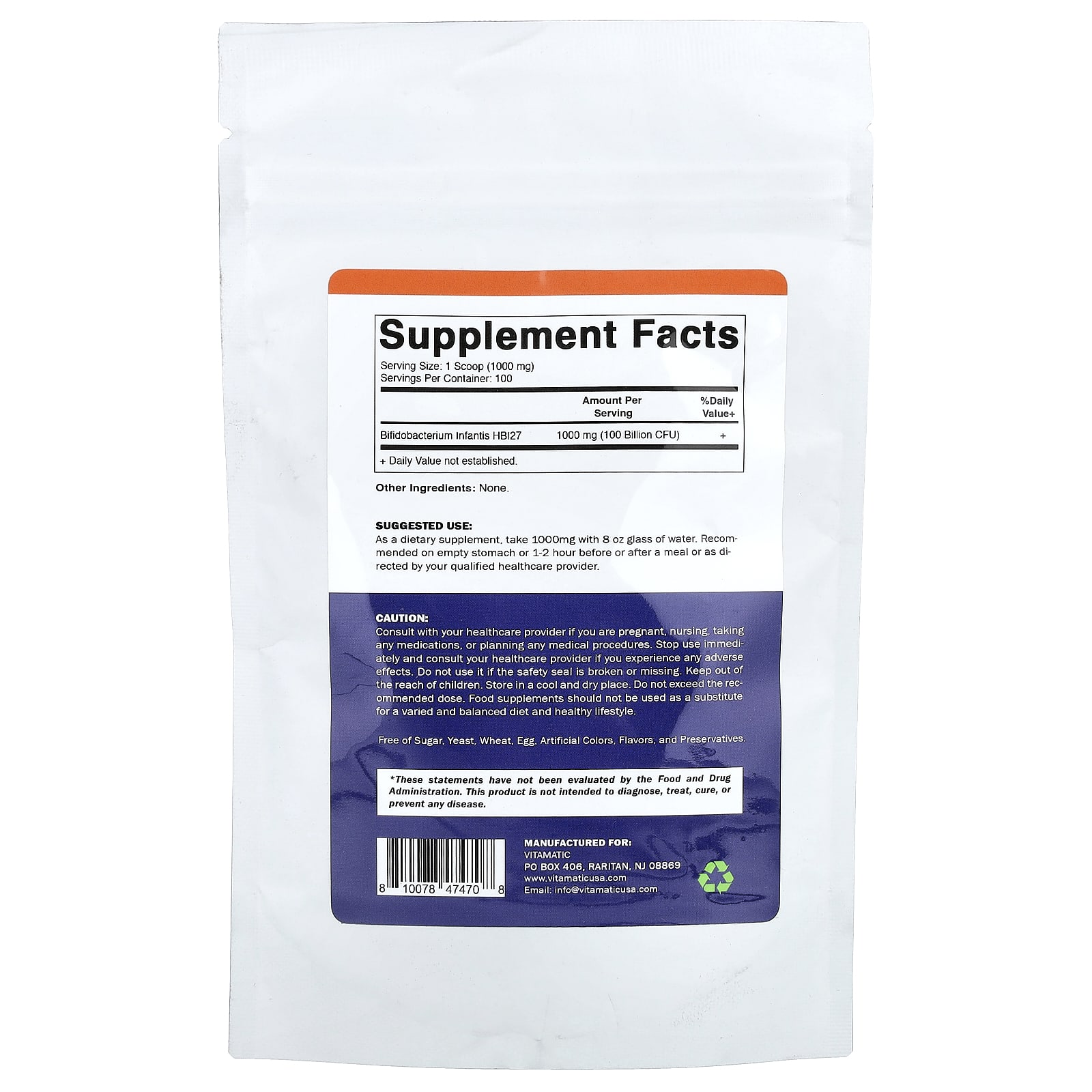 Vitamatic Bifidobacterium Infantis – 100 g — photo 2 sur 2