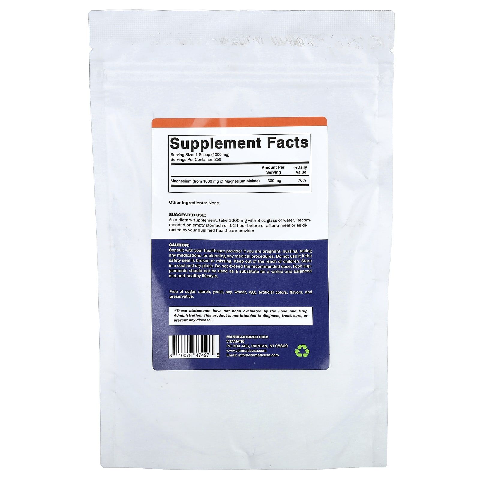 Vitamatic Magnesium Malate Powder – 250 g — photo 2 sur 2