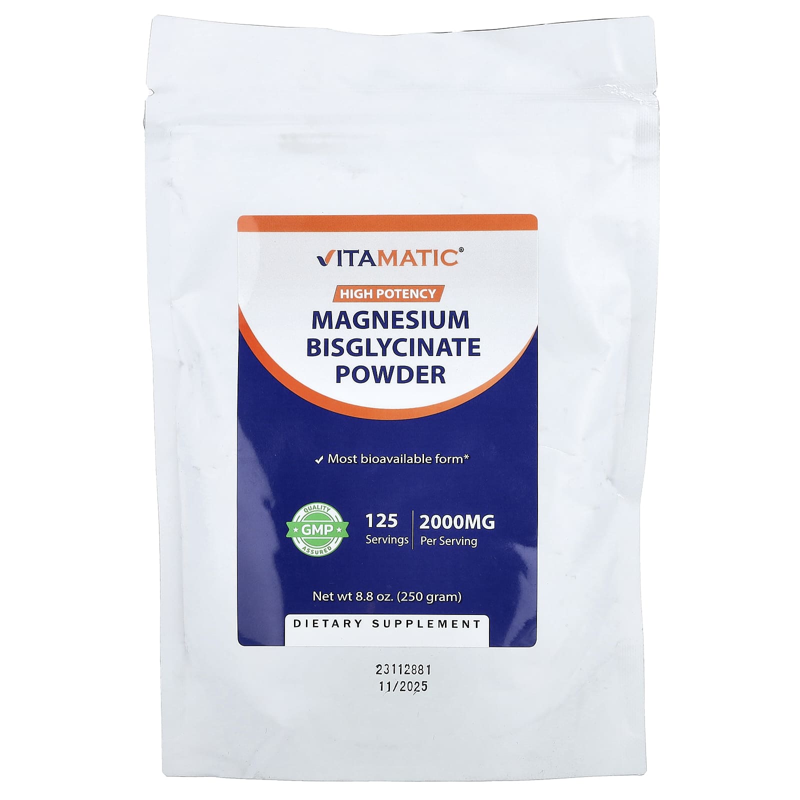 Vitamatic Magnesium Bisglycinate Powder, High Potency – 250 g — Tunisie