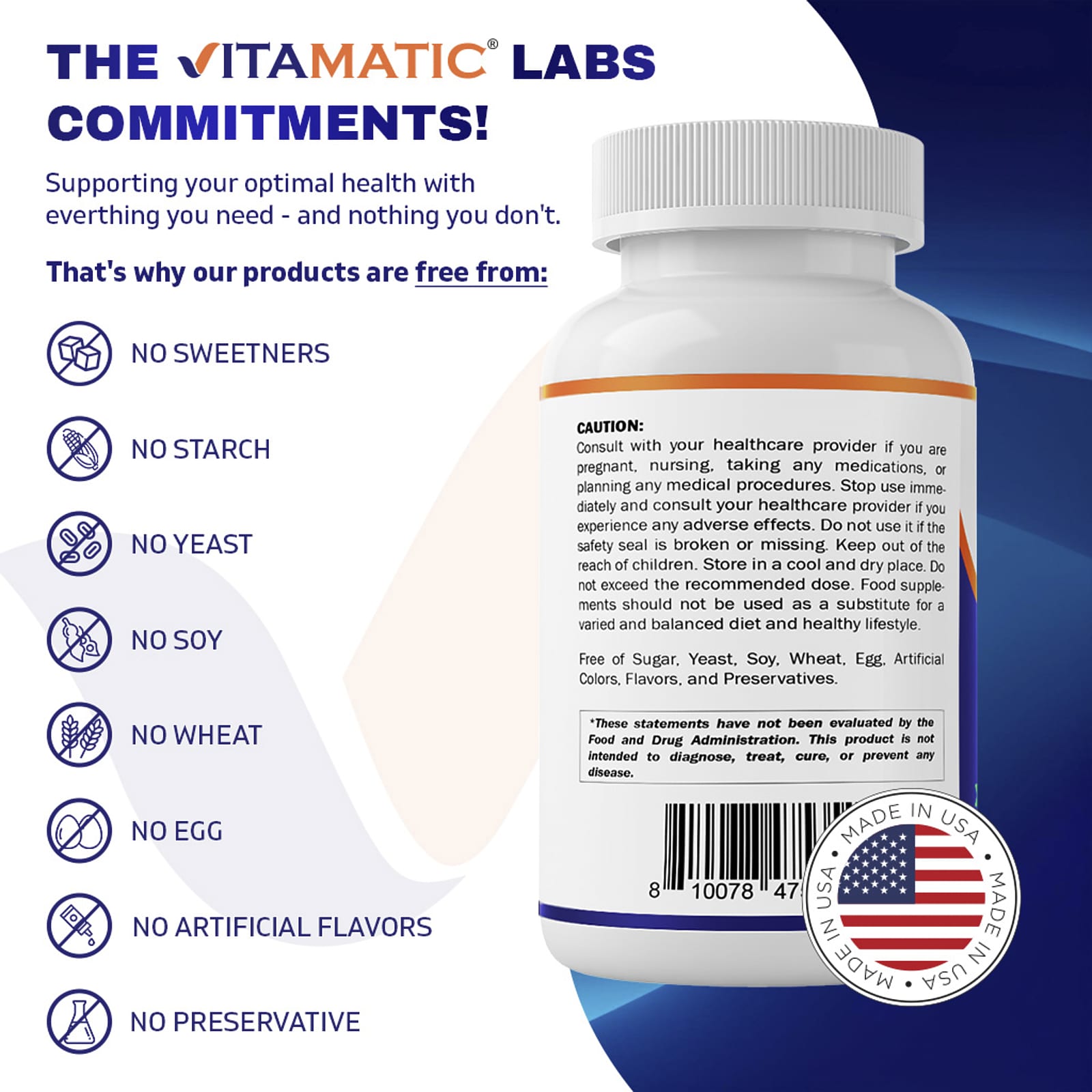 Vitamatic Potassium Bicarbonate, 240 Vegetable Capsules (510 mg per Capsule) — étiquette 3