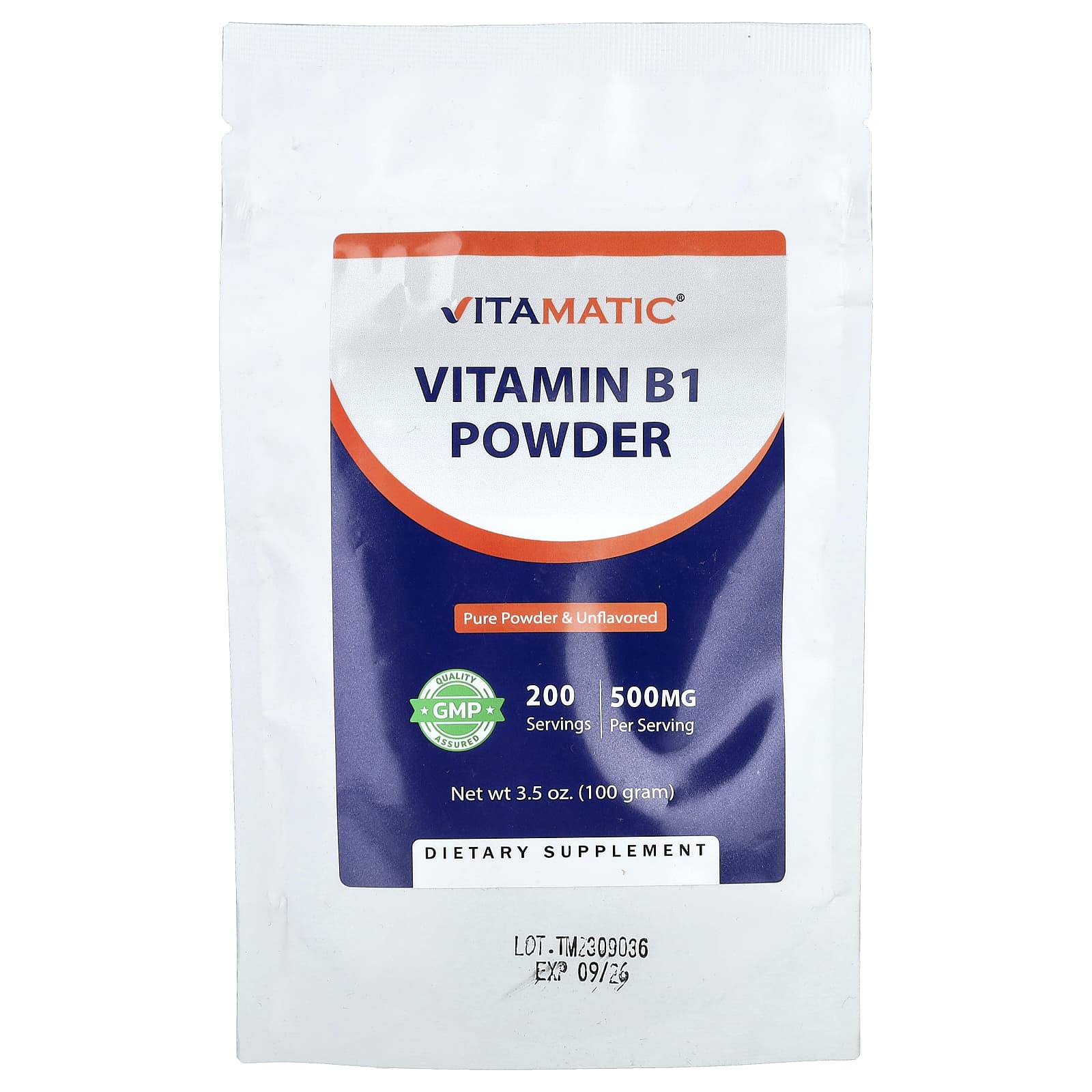 Vitamatic Vitamin B1 Powder – Sans arôme – 100 g — Tunisie